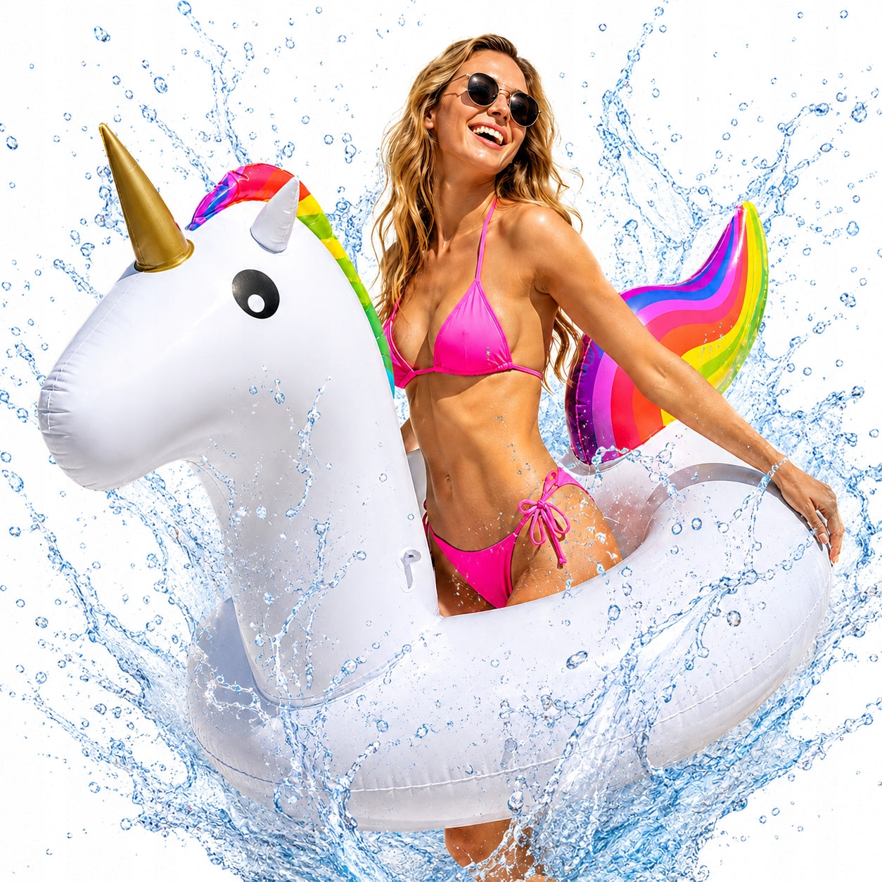 SWIMMING WHEEL LARGE INFLATABLE UNICORN FOR ADULT CHILDREN CIRCLE 120CM