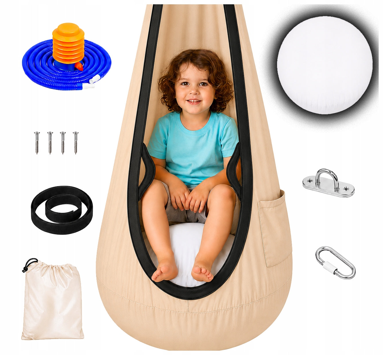 SWING COCOON FOR CHILDREN armchair hanging chair meringue XXL material HQ