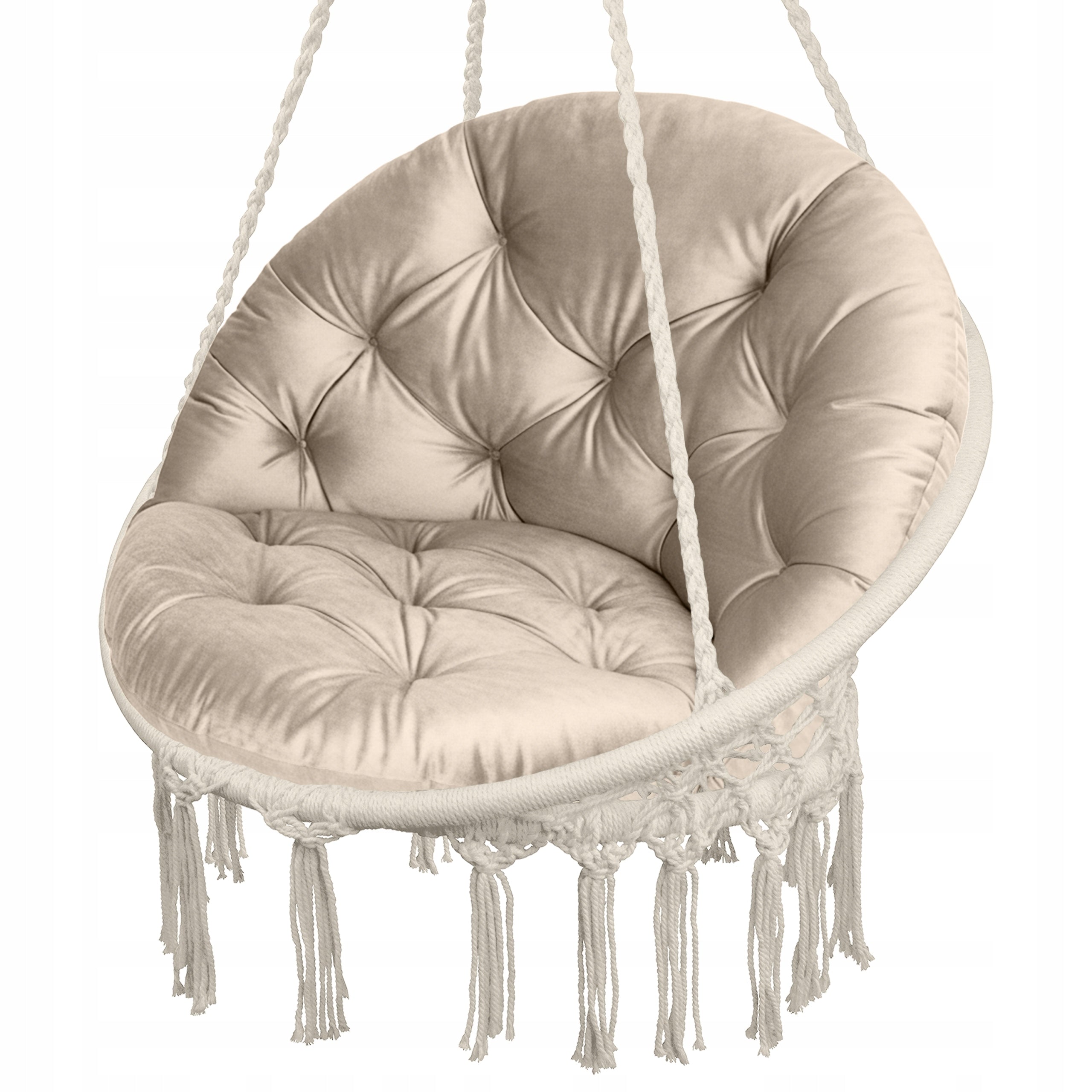 SWING CUSHION HANGING ARMCHAIR STORK NEST VELVET LATTE FOR HOME Manufacturer DOMAREX