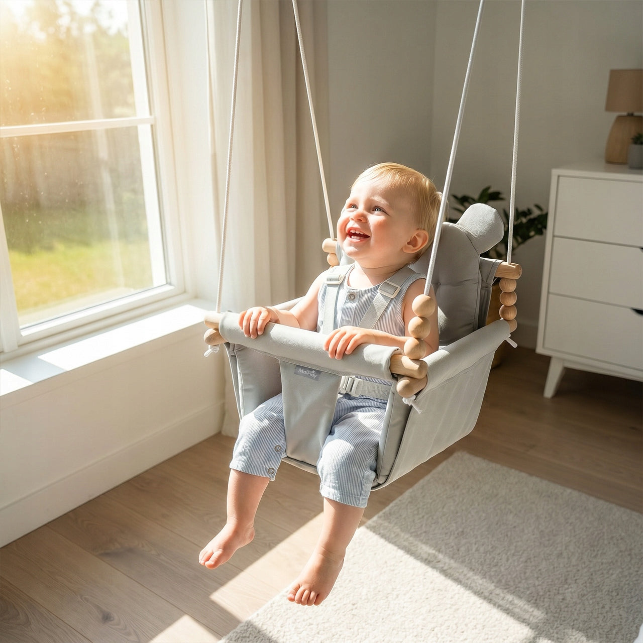 SWING FOR CHILDREN BUCKET COTTON WITH PILLOWS AND BELTS 12-36M 60 KG Packaging status original