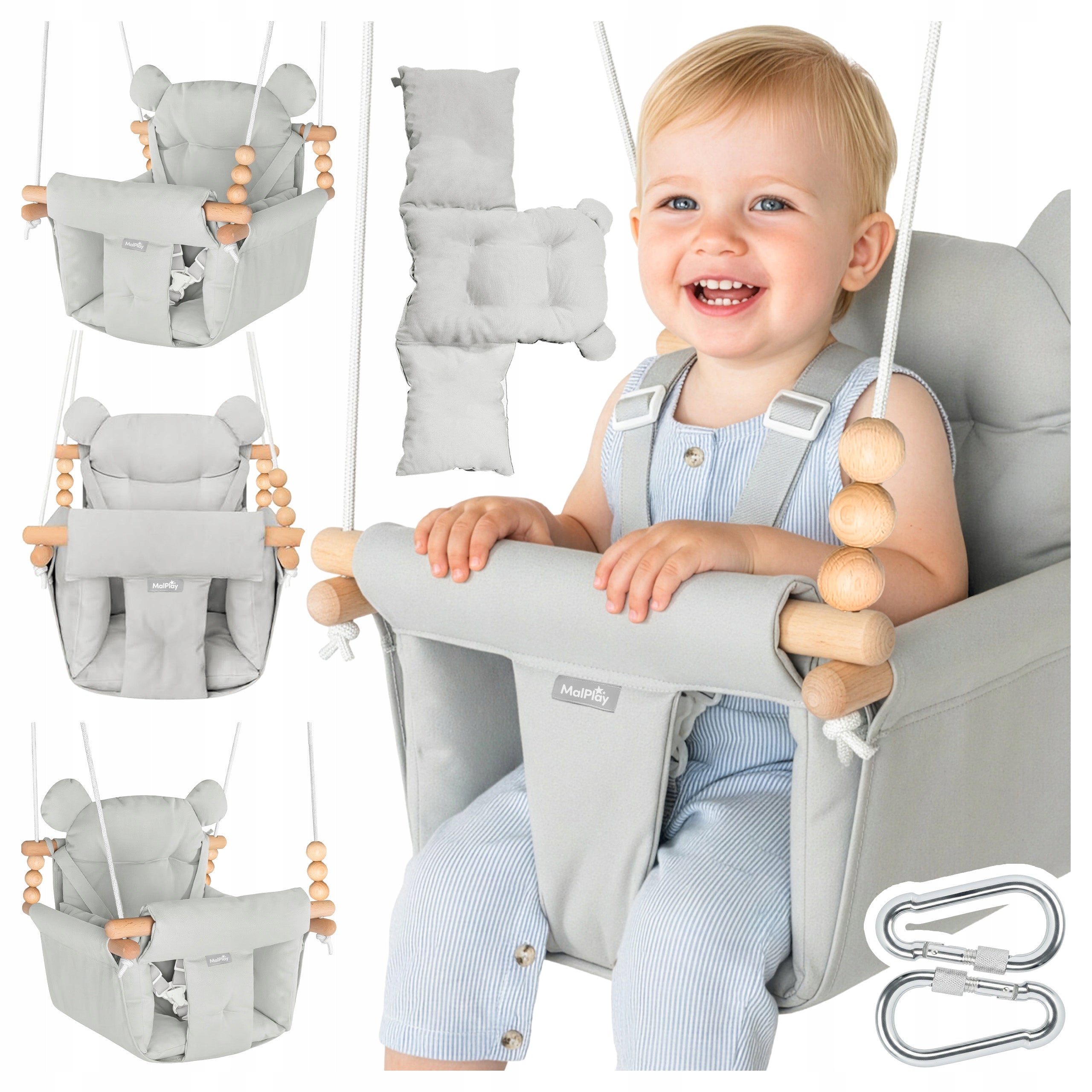 SWING FOR CHILDREN BUCKET COTTON WITH PILLOWS AND BELTS 12-36M 60 KG