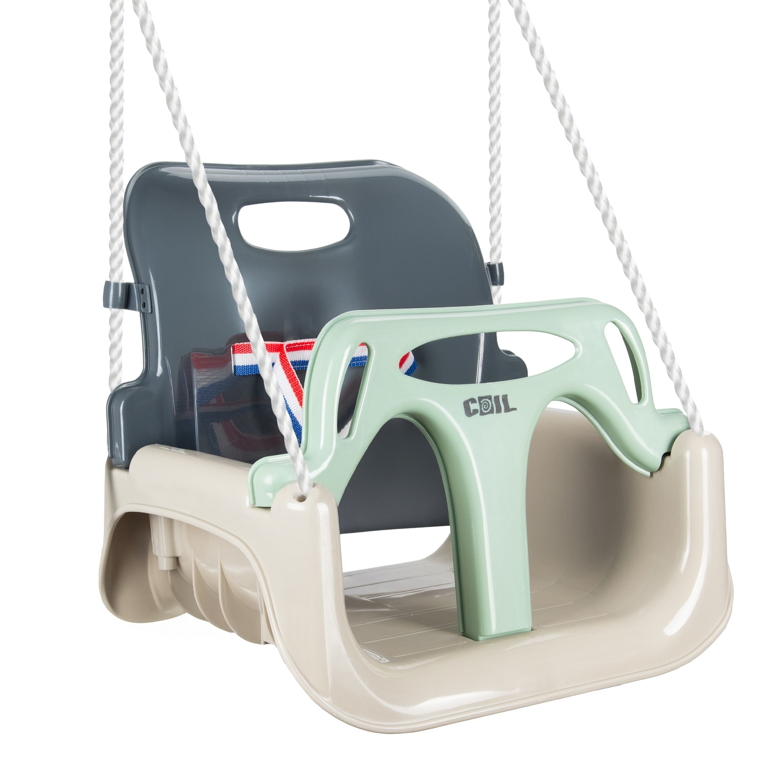 SWING FOR CHILDREN GARDEN CHAIR HANGING STRONG 3in1 BUCKET STRIPS OLIVE Manufacturer code C0348-OLIVE