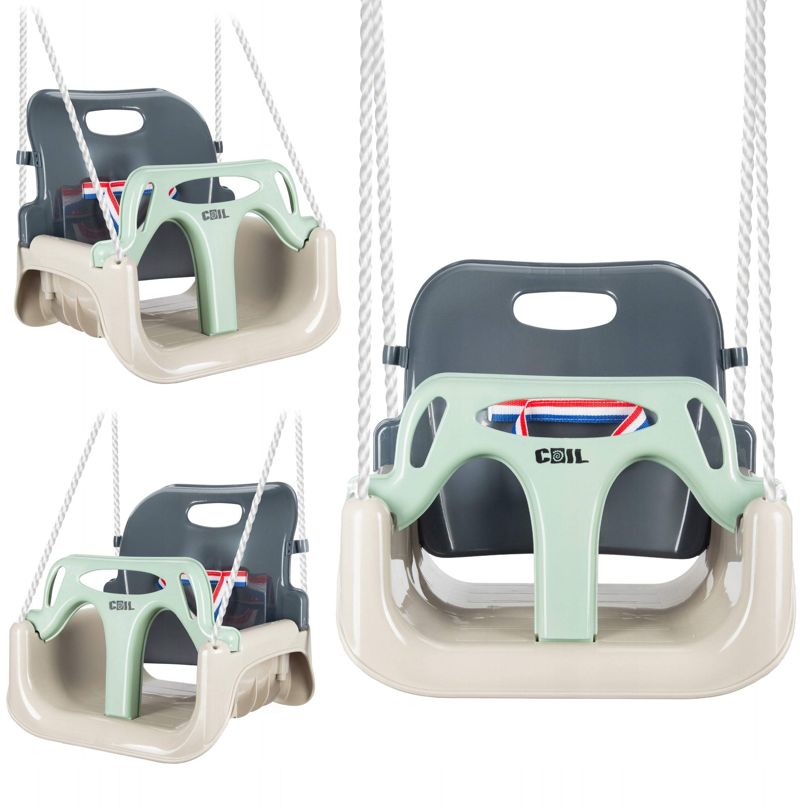 SWING FOR CHILDREN GARDEN CHAIR HANGING STRONG 3in1 BUCKET STRIPS OLIVE