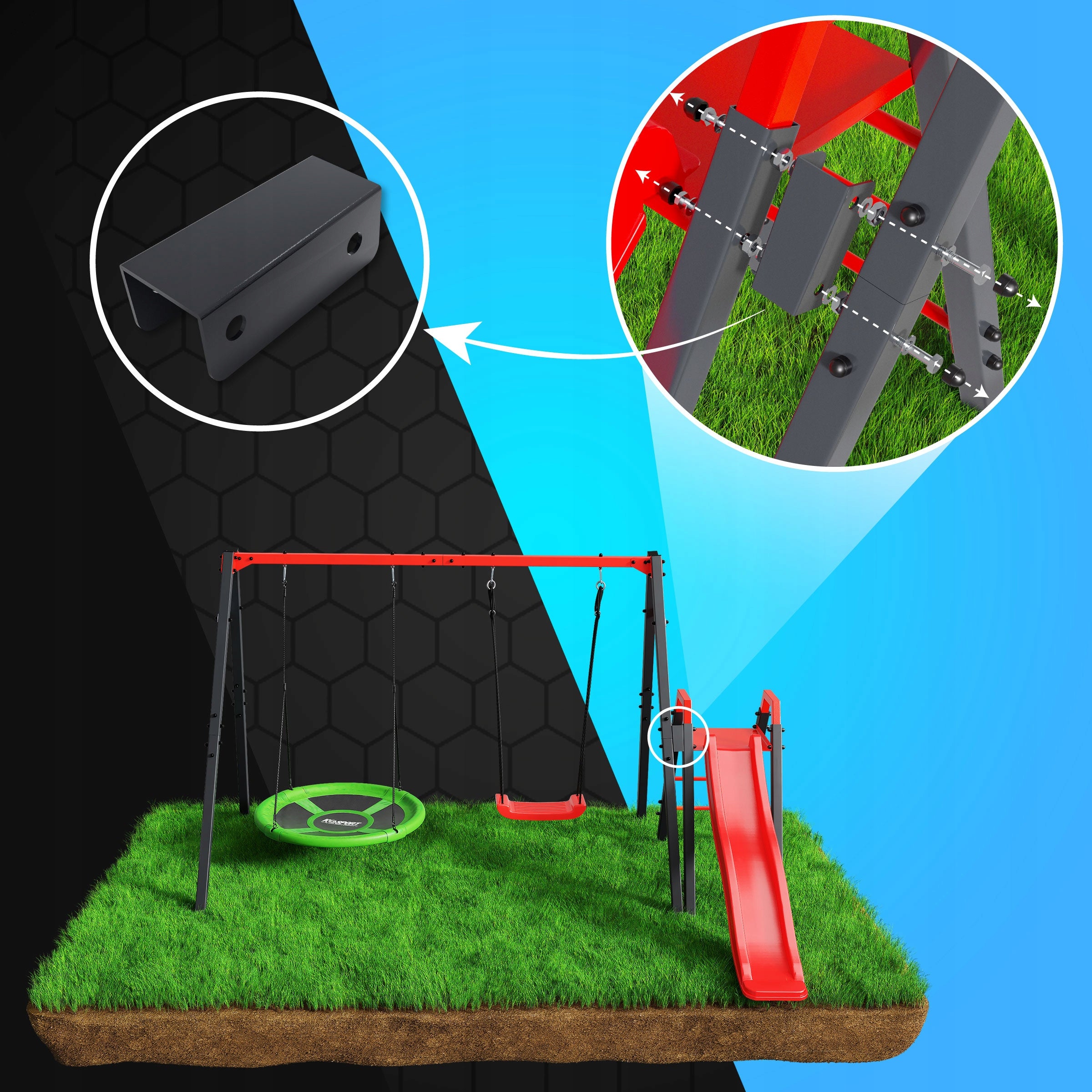 SWING Frame for children GARDEN SLIDE STORK NEST metal Manufacturer K-Sport