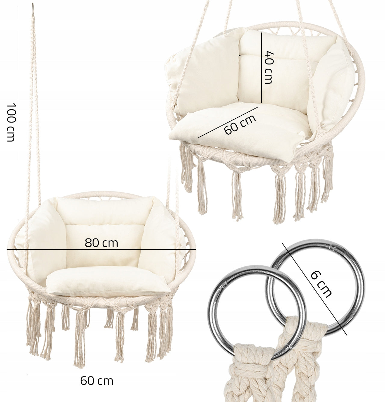 SWING GARDEN ARMCHAIR HANGING STORK NEST WITH PILLOW FOR HOME GARDEN Manufacturer code Fotel Wiszący Huśtawka Gniazdo 112861