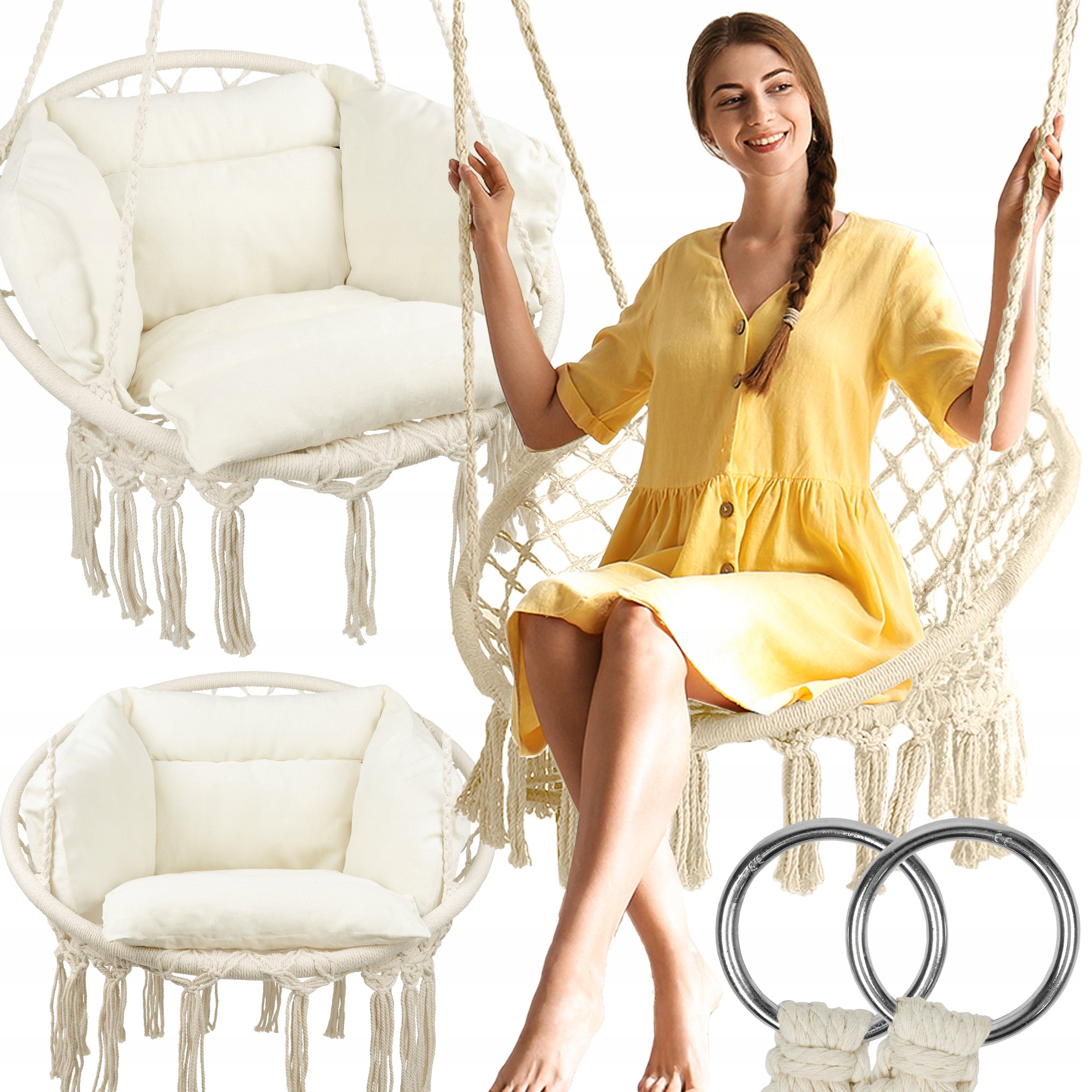 SWING GARDEN ARMCHAIR HANGING STORK NEST WITH PILLOW FOR HOME GARDEN