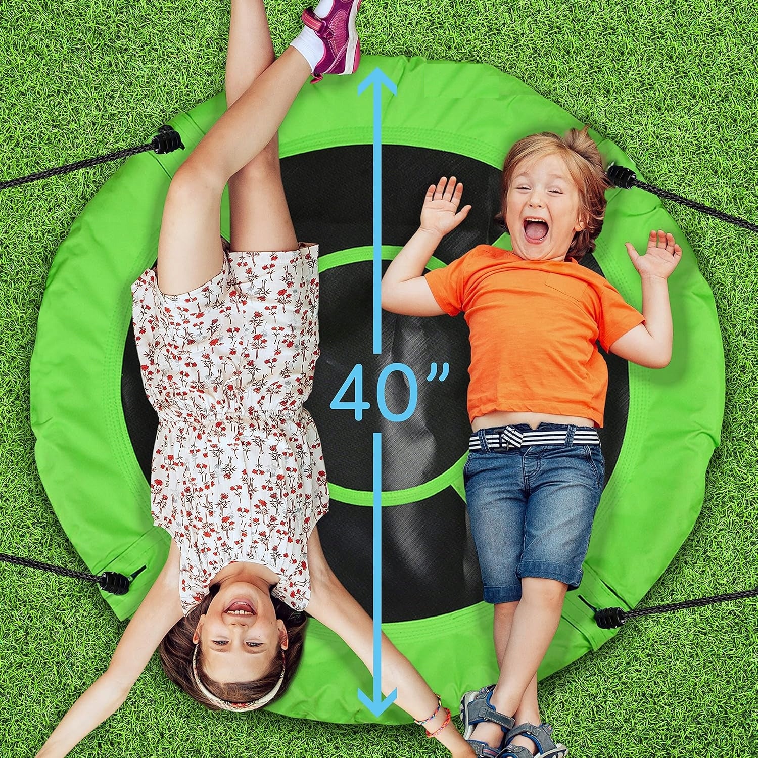 SWING STORK GARDEN NEST FOR CHILDREN 100 CM ROTATING GREEN Kind hanging