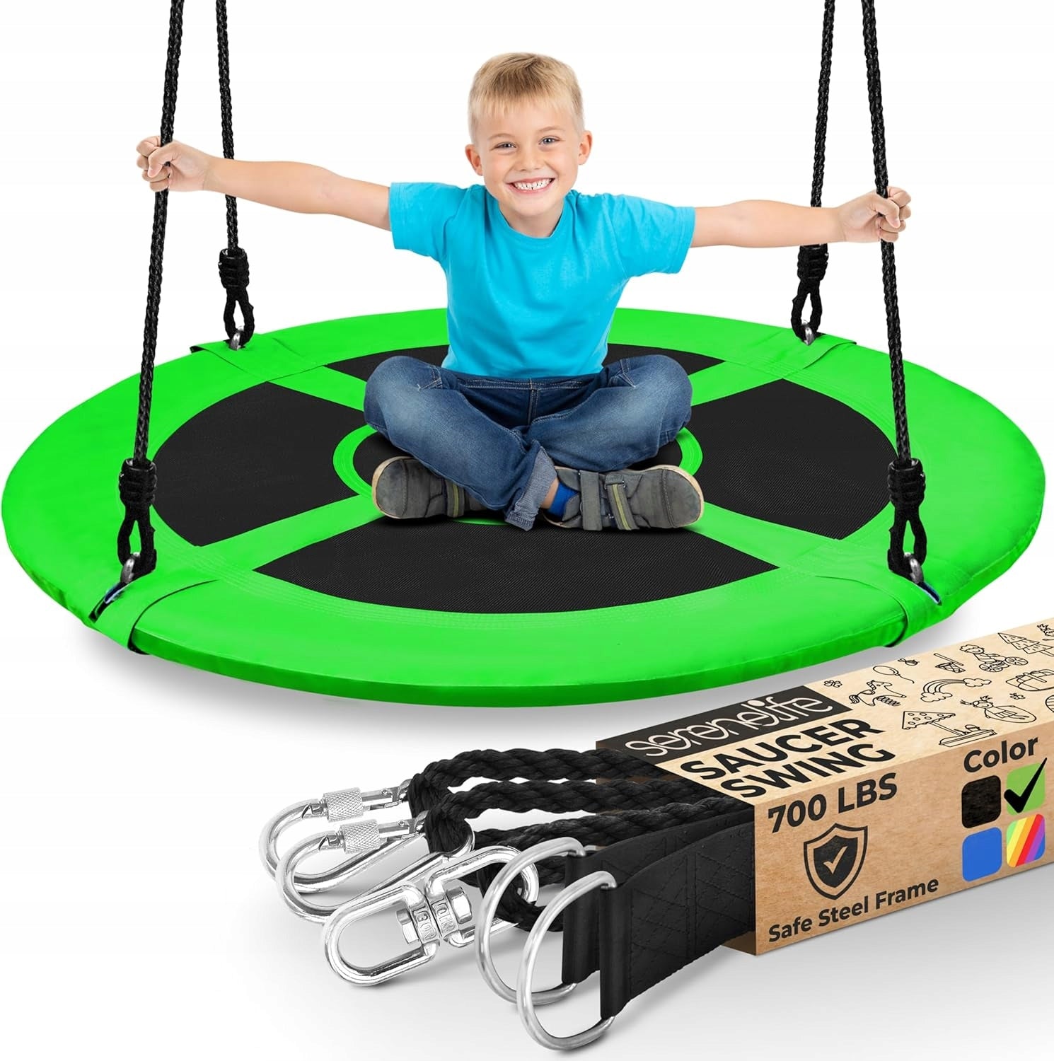 SWING STORK GARDEN NEST FOR CHILDREN 100 CM ROTATING GREEN