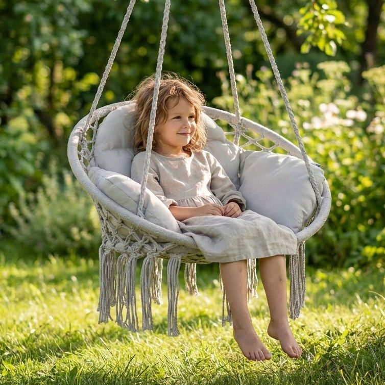SWING STORK NEST BOHO GARDEN HANGING CHAIR WITH PILLOW LUVERNO Kind hanging
