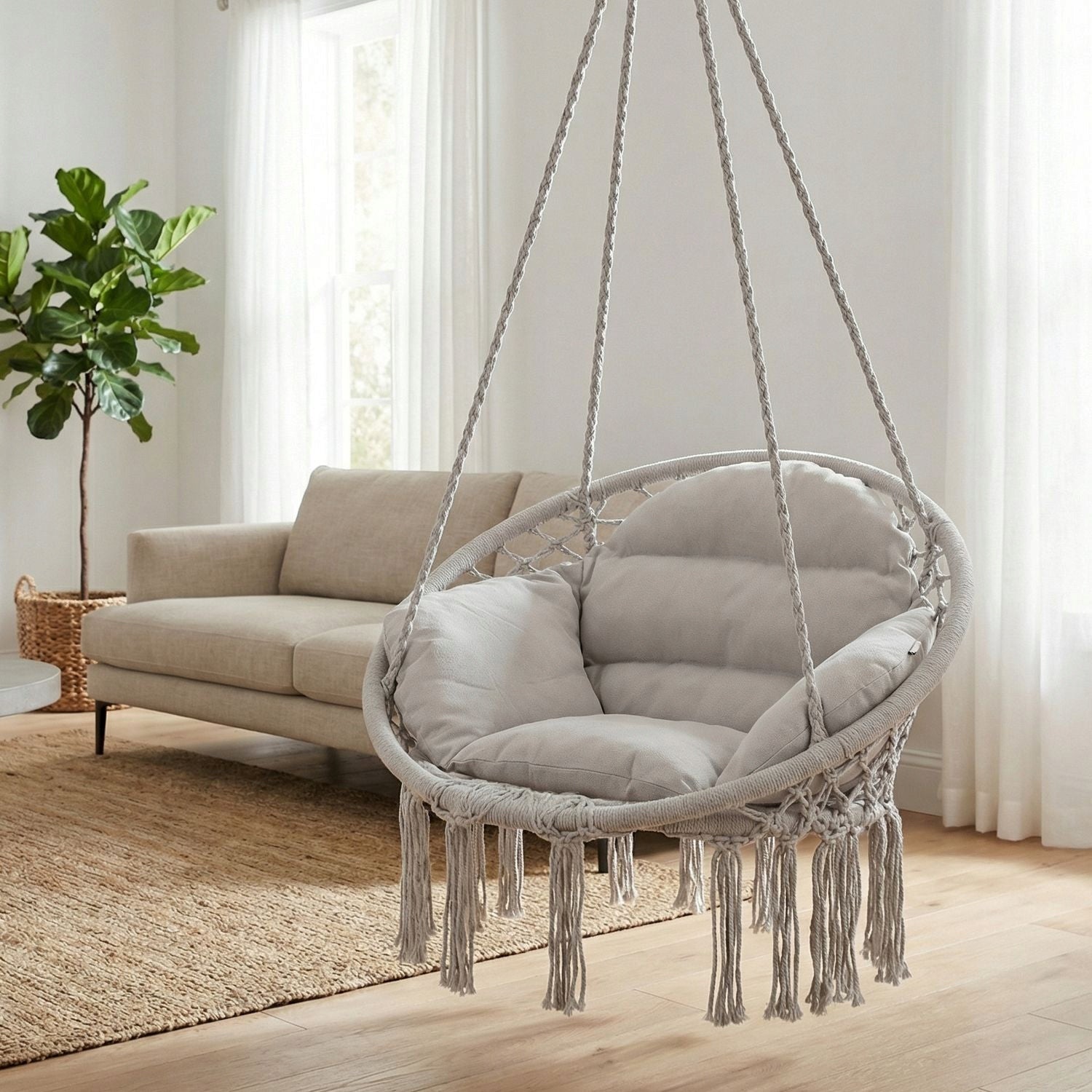 SWING STORK NEST BOHO GARDEN HANGING CHAIR WITH PILLOW LUVERNO Seat width 62 cm