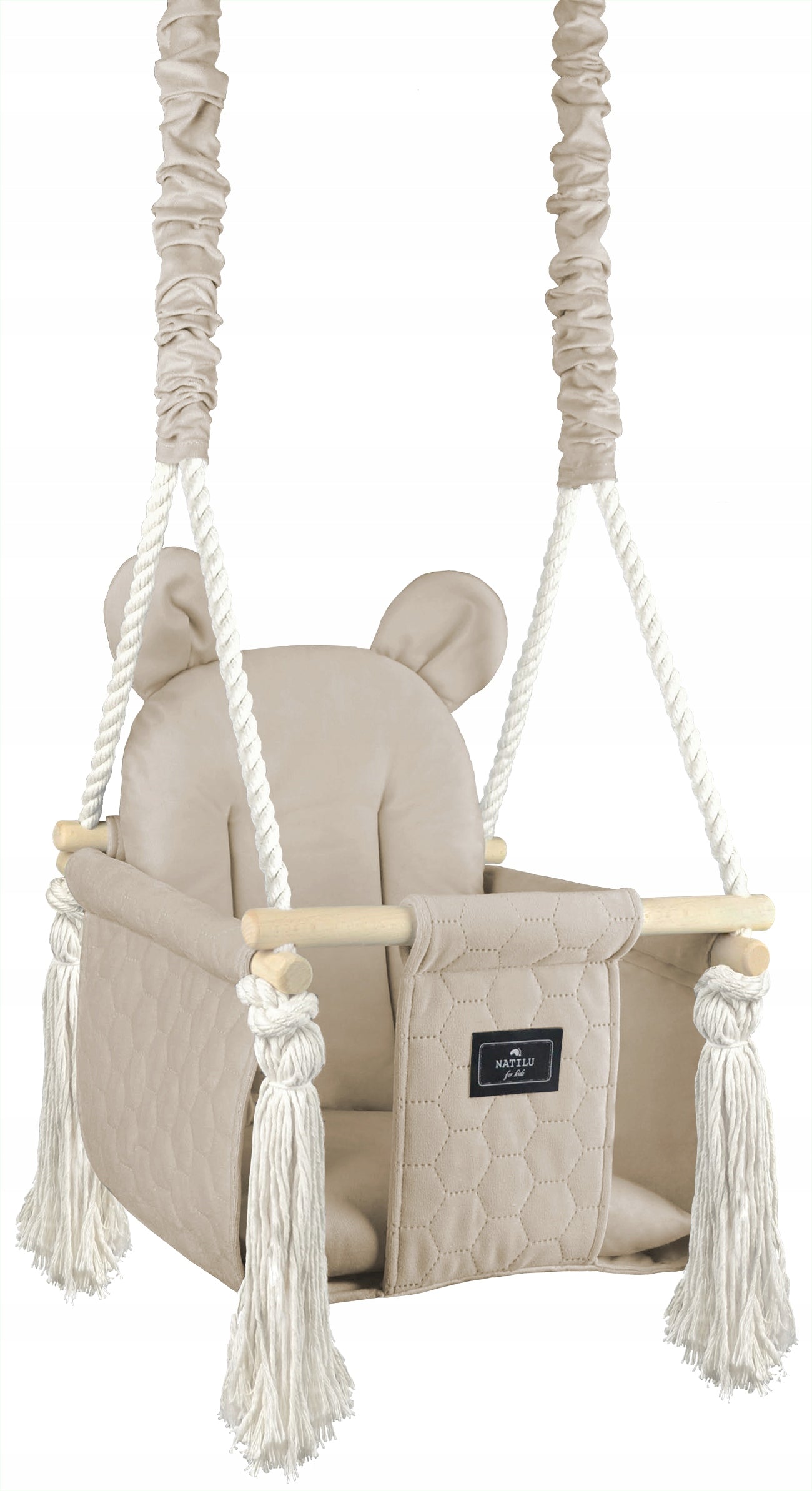 SWING for children wooden BEAR beige swing for home and garden VELVET EAN (GTIN) 5907803464457