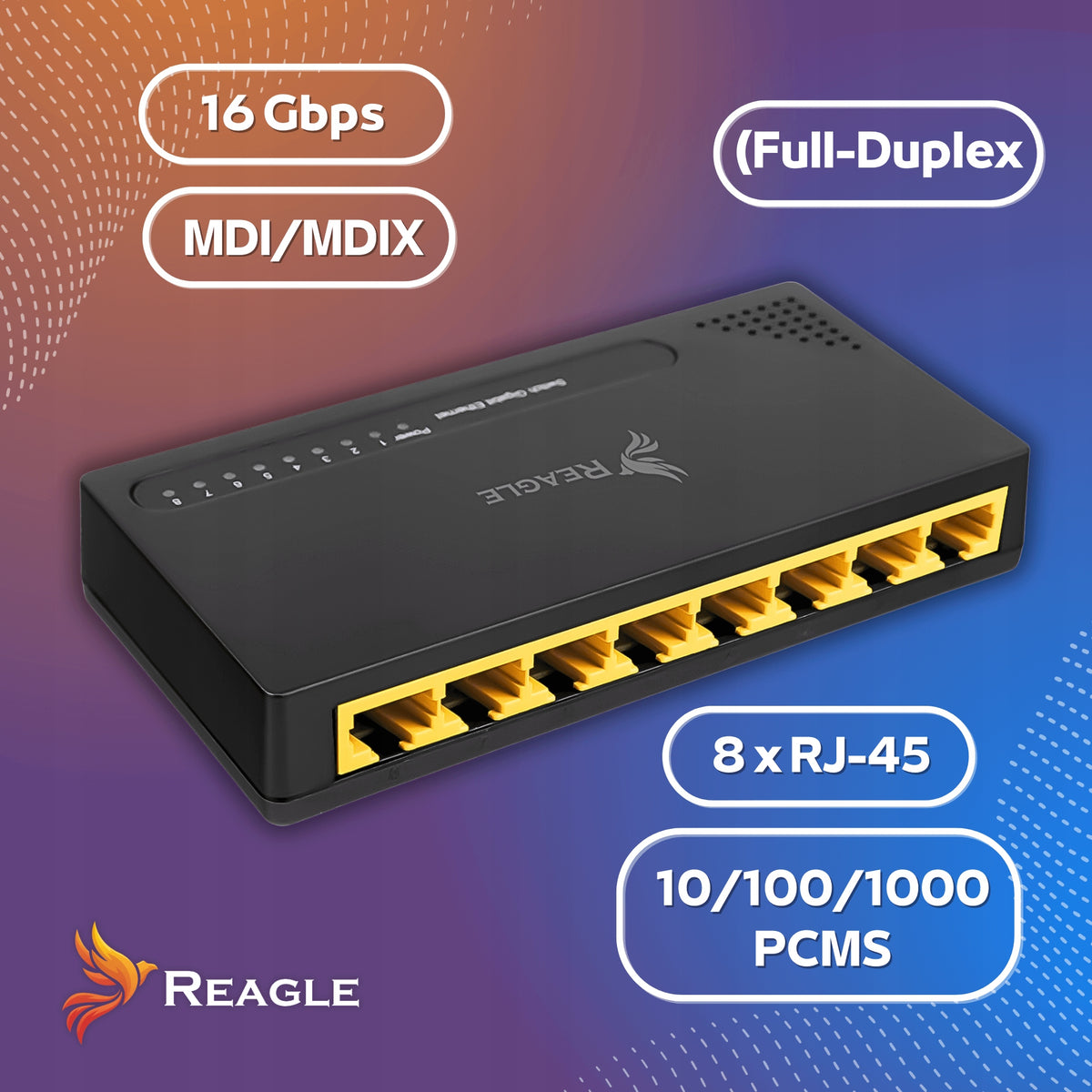 SWITCH LAN SPLITTER 8 PORTS GIGABIT ETHERNET RJ45 1000 Mb FOR INTERNET Packaging status original
