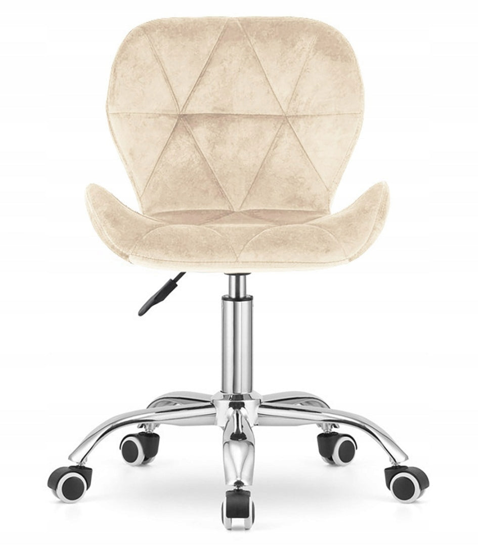 SWIVEL CHAIR BEIGE FOR STUDENT DESK STUDY VELOUR FABRIC ADJUSTABLE Manufacturer code VAS3-VASTO-OFFICE-VELVET-CREAM-SILVER