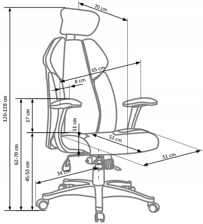 SWIVEL CHAIR CHRONO WHITE/ BLACK Furniture depth 70 cm