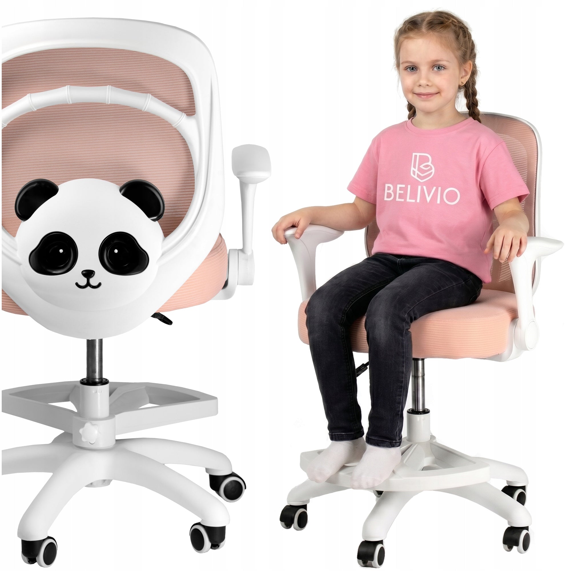 SWIVEL CHAIR DESK CHAIR FOR CHILD GIRL DESK PINK PANDA