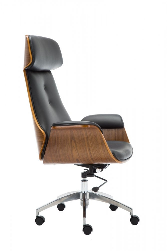 SWIVEL CHAIR FRODO WALNUT BLACK LEATHER Brand TopEshop