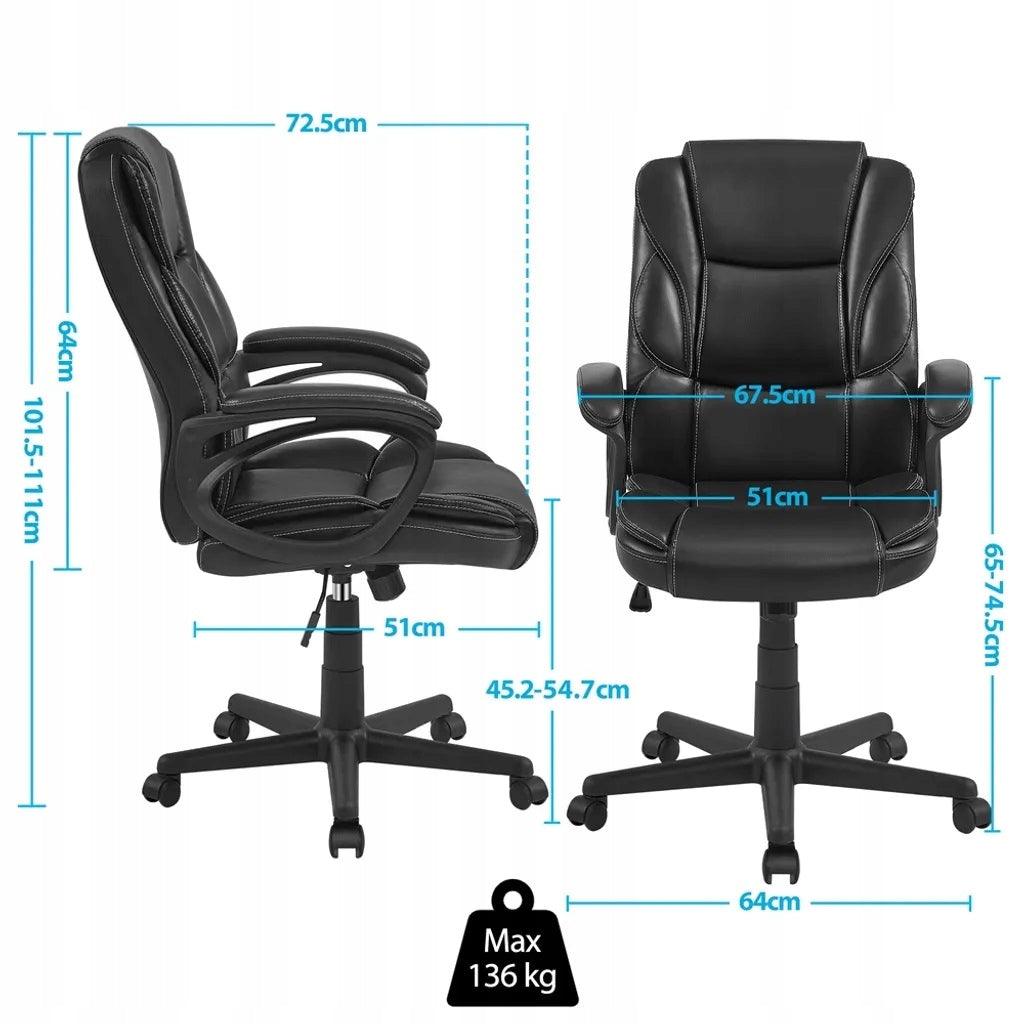 SWIVEL CHAIR OFFICE CHAIR BLACK YAHEETECH FAUX LEATHER 612536BK EAN (GTIN) 4099917031890