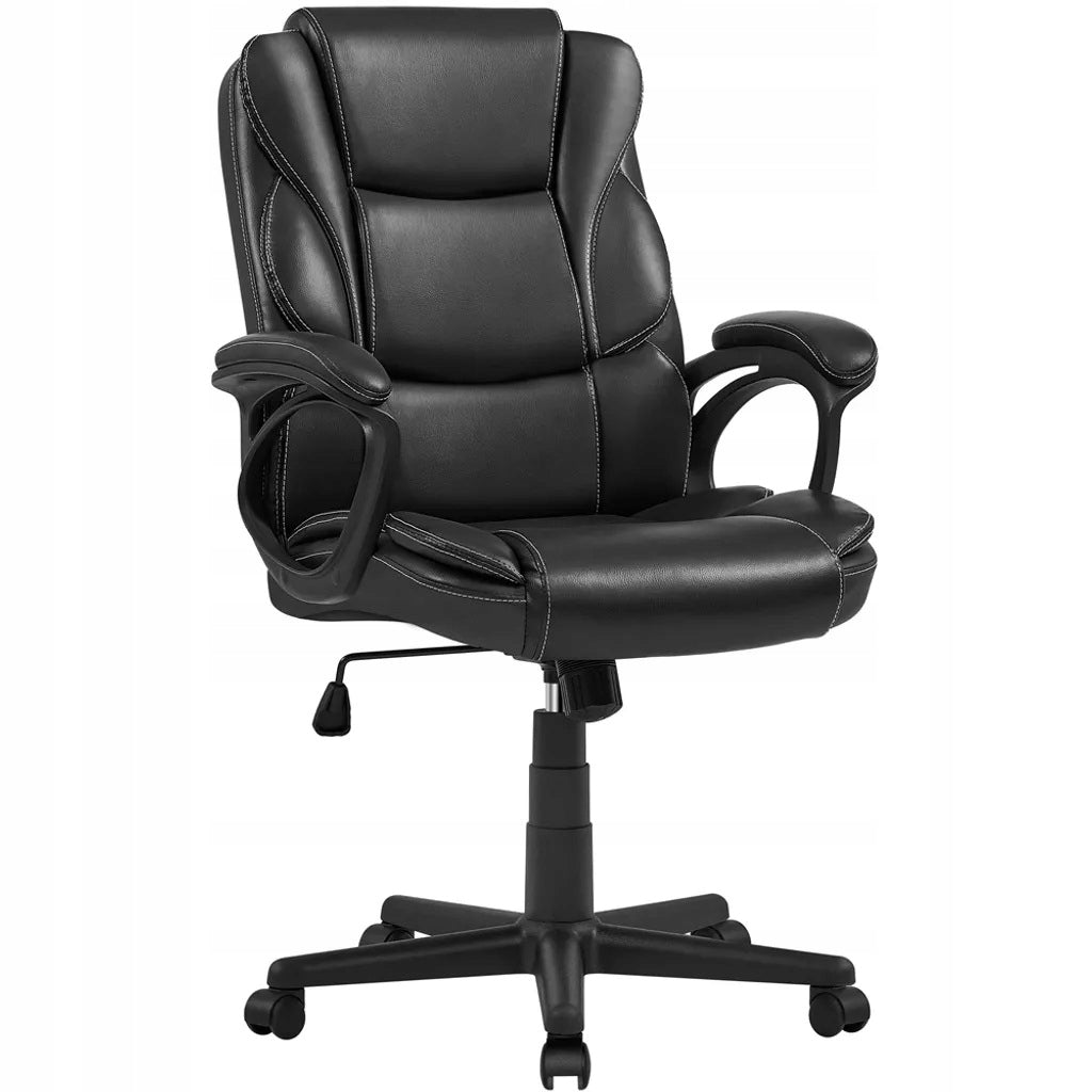 SWIVEL CHAIR OFFICE CHAIR BLACK YAHEETECH FAUX LEATHER 612536BK