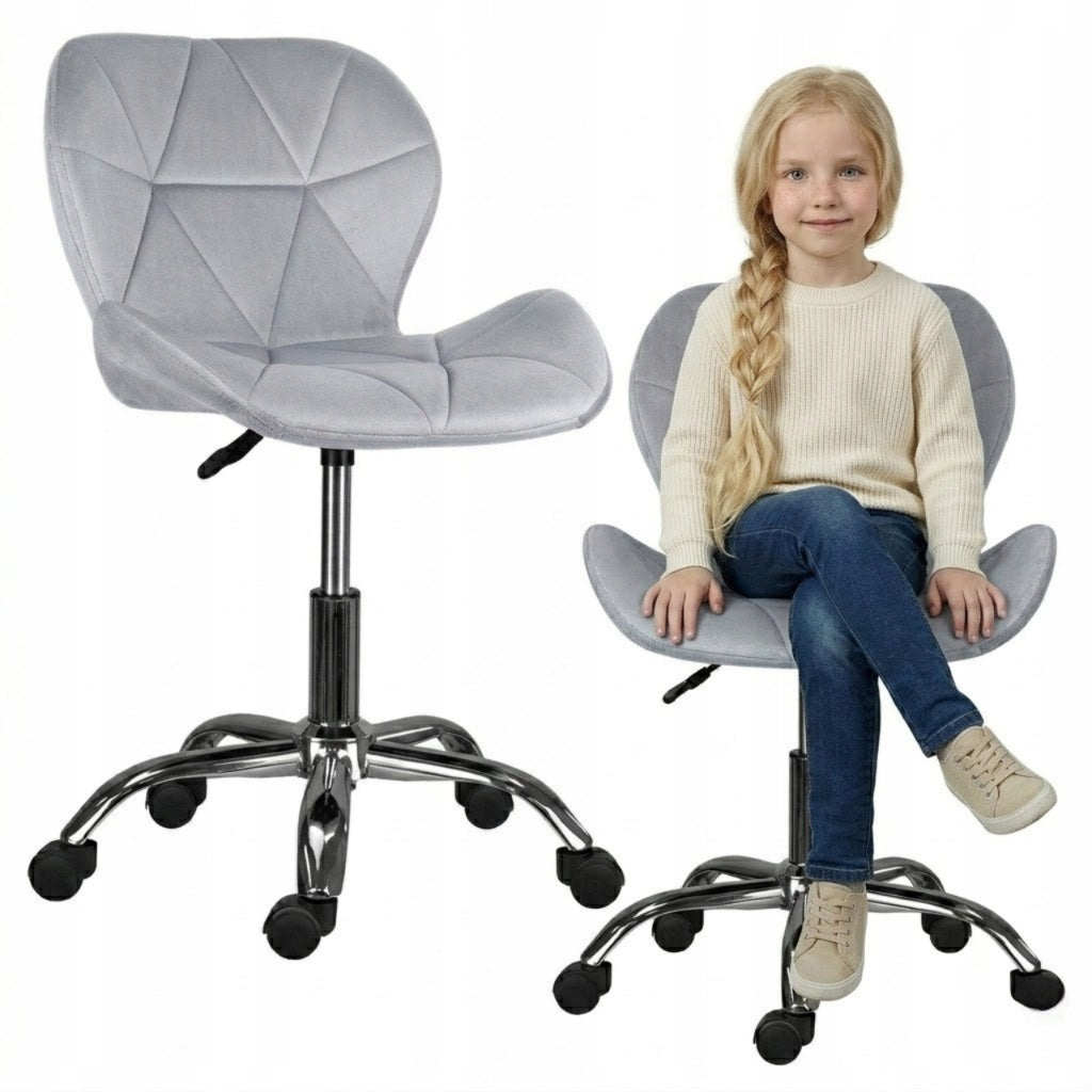 SWIVEL CHAIR OFFICE CHAIR GREY ERGONOMIC VELOUR CHROME ON WHEELS Packaging status original
