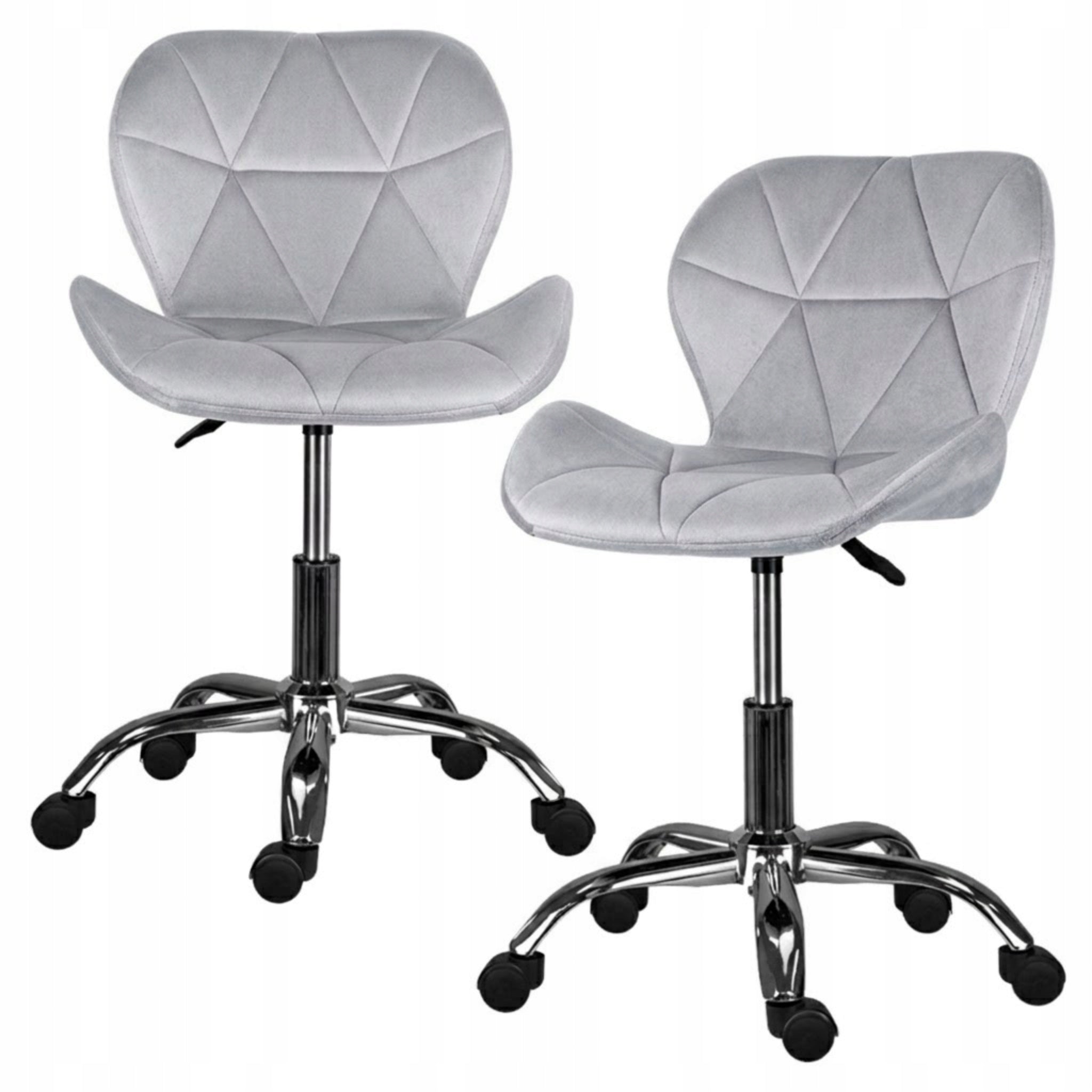 SWIVEL CHAIR OFFICE CHAIR GREY ERGONOMIC VELOUR CHROME ON WHEELS