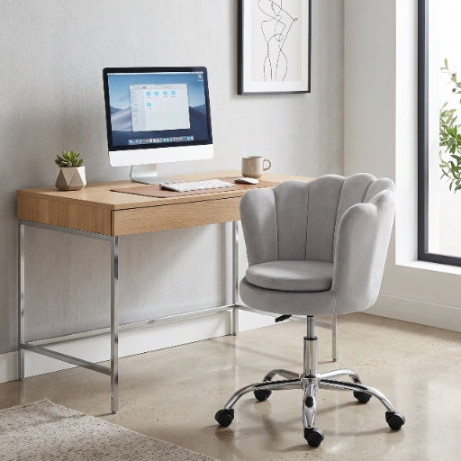 SWIVEL CHAIR OFFICE CHAIR VELOUR FOR DESK DRESSING TABLE ADJUSTABLE GREY Manufacturer code 1125 Fotel obrotowy krzesło muszelka
