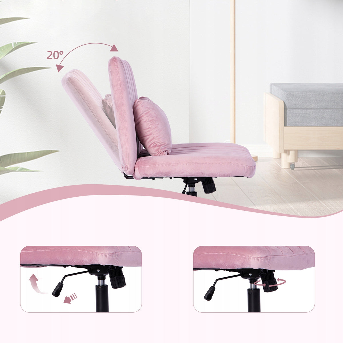 SWIVEL CHAIR OFFICE DESK CHAIR COMFORTABLE ADJUSTABLE PINK Medical device no