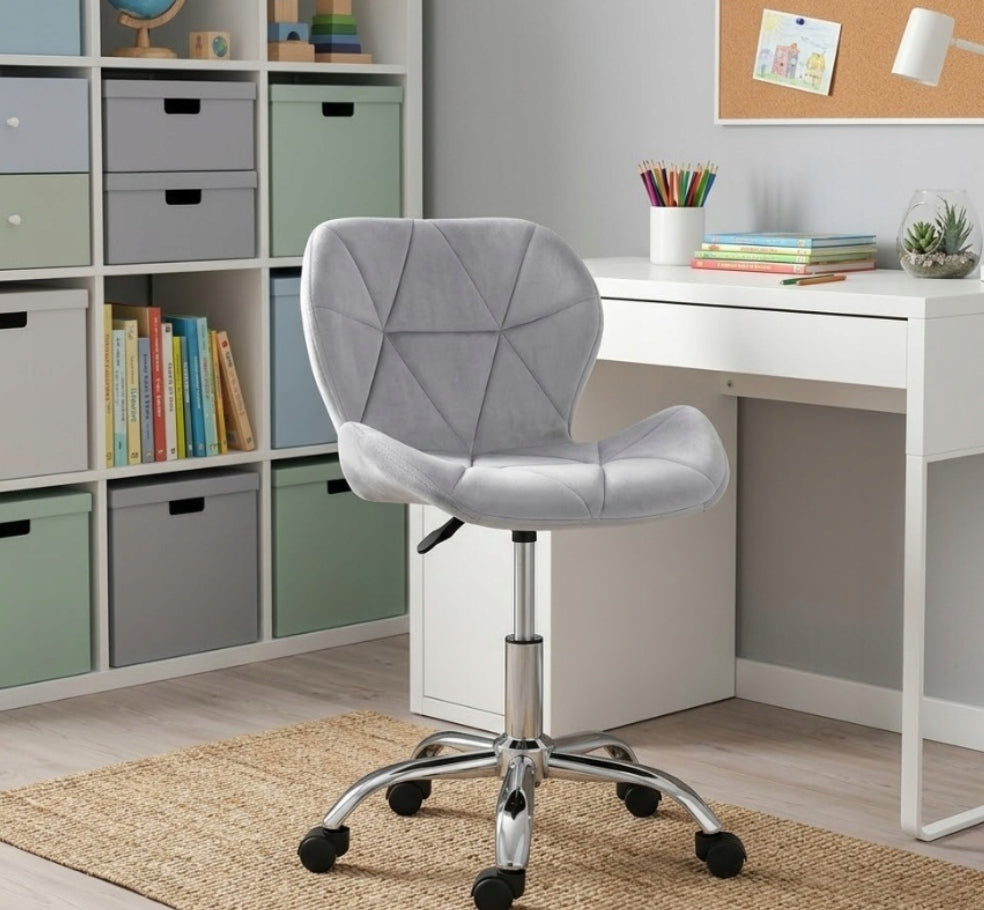 SWIVEL CHAIR ON WHEELS OFFICE CHAIR GREY ERGONOMIC VELOUR CHROME Packaging status original