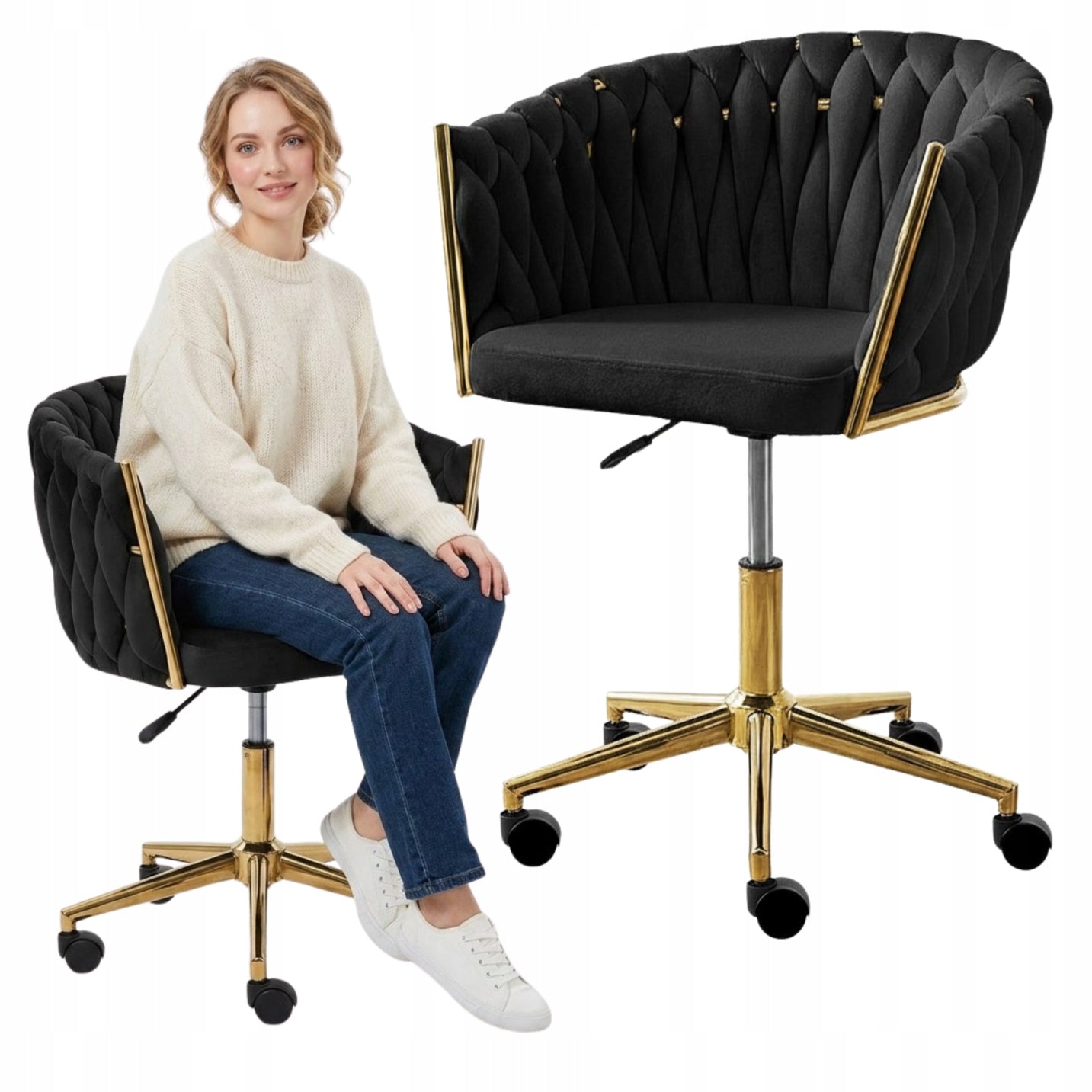 SWIVEL CHAIR VELOUR OFFICE CHAIR FOR DESK DRESSING TABLE ADJUSTABLE