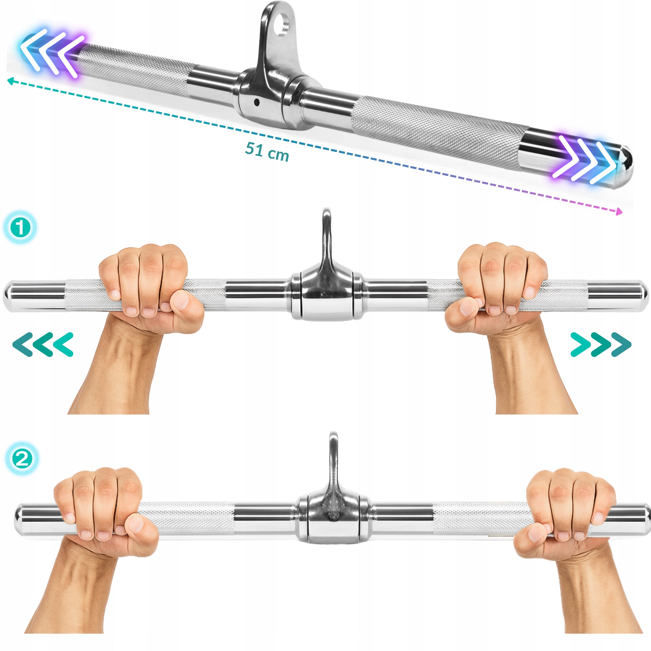 SWIVEL HOLDER FOR ATLAS LIFT STRAIGHT BAR 51cm GRIFFIN FOR BICEPS TRICEPS Manufacturer code GA-STEEL-ROD-51