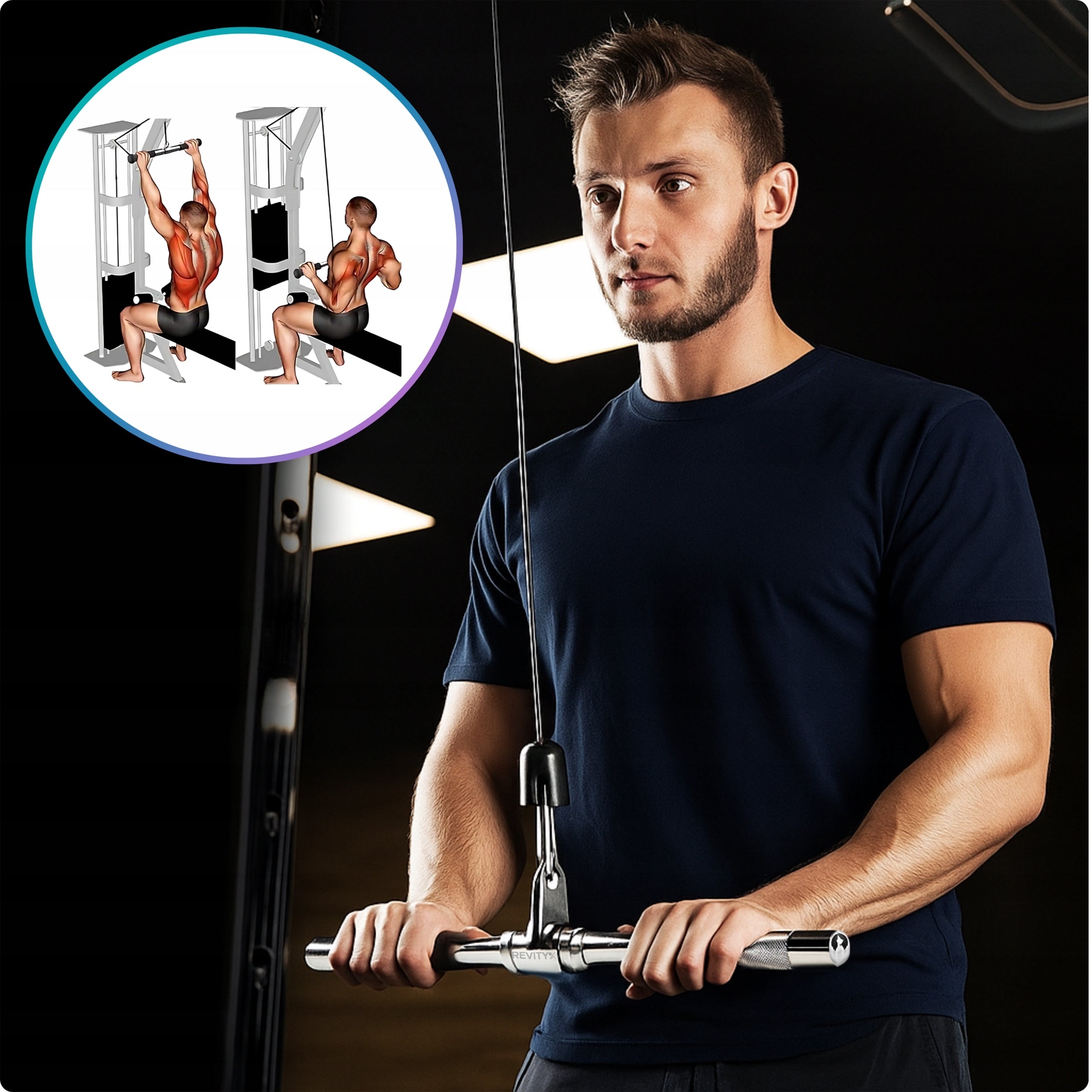 SWIVEL HOLDER FOR ATLAS LIFT STRAIGHT BAR 51cm GRIFFIN FOR BICEPS TRICEPS Maximum load 300 kg