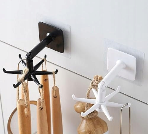SWIVEL KITCHEN HOOKS 360 SELF ADHESIVE SET OF 6 ABS FOR HOME Manufacturer code Bez marki