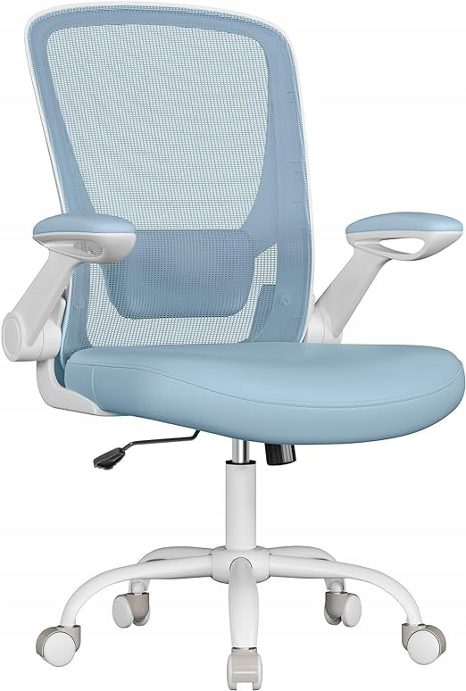 SWIVEL OFFICE CHAIR ADJUSTABLE MESH WITH ARMRESTS BLUE