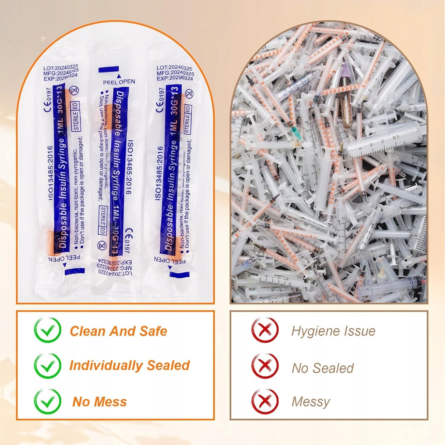 SYRINGES 1ML 24 PCS STERILE WITH NUTS PRECISE DOSING FEEDING Medical device no