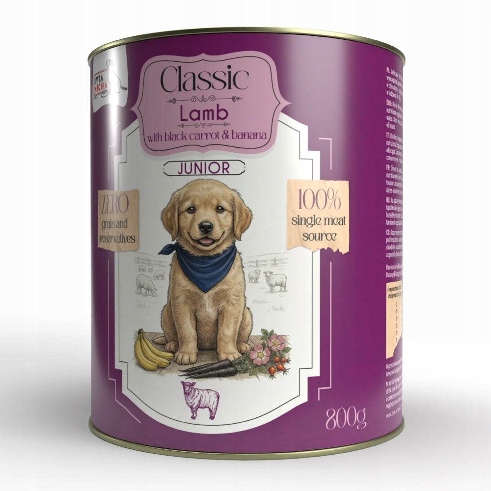 SYTA MICHA CLASSIC JUNIOR DOG FOOD - LAMB WITH CARROTS, 800G