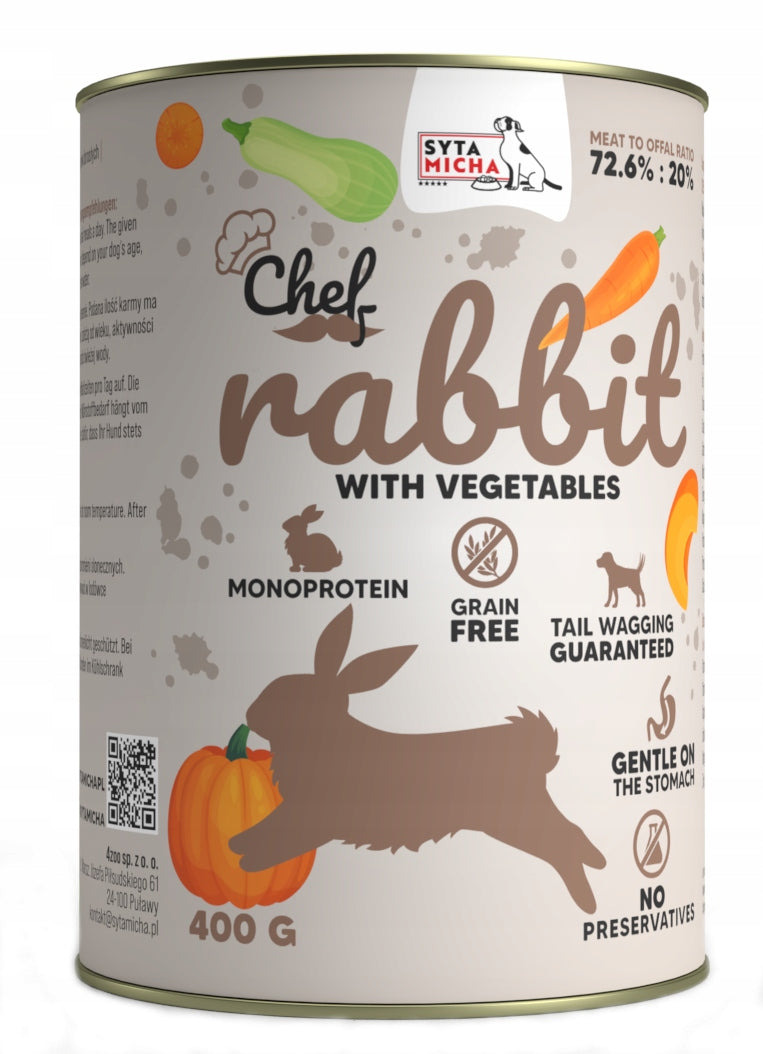 SYTA MICHA Wet Food Rabbit with Vegetables Wet Dog Food Can 6x400g Manufacturer code 4534