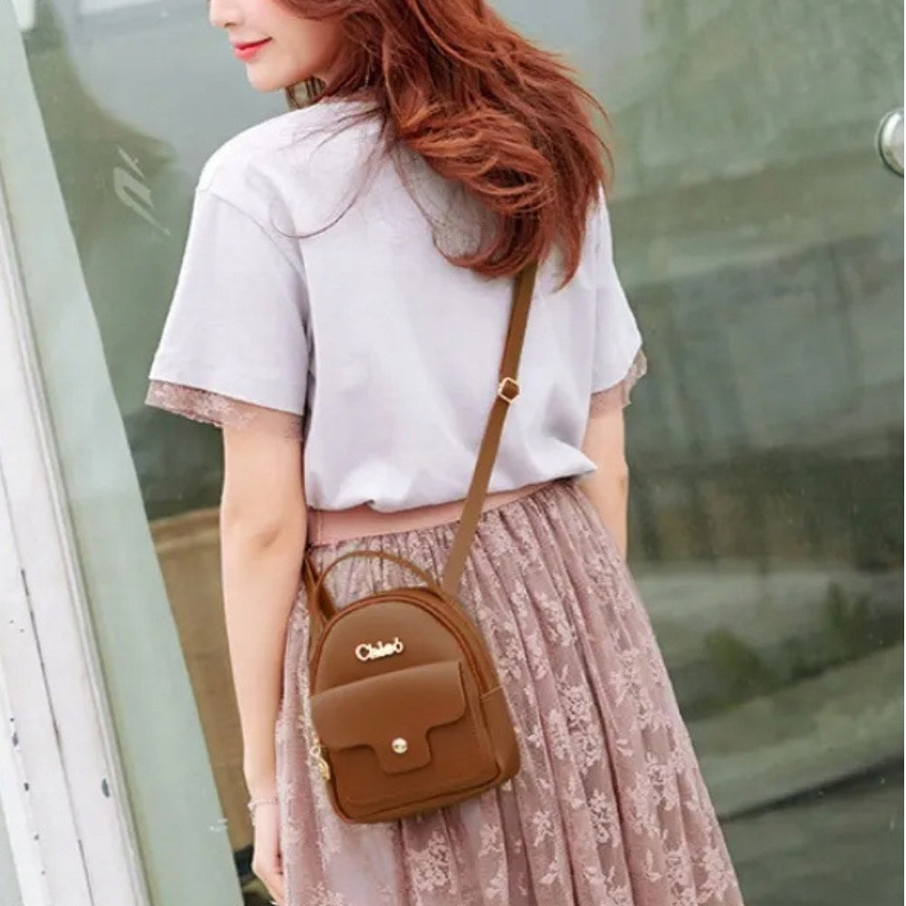 Sachet backpack carry-on bag women's suspenders pockets elegant brown Brand no brand
