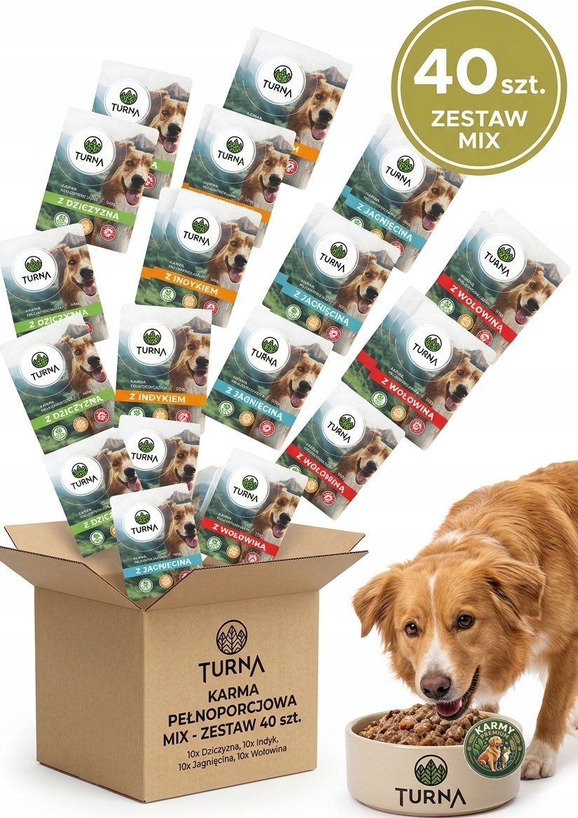 Sachets wet dog food 40 x 100g MIX OF FLAVORS adult senior 83% meat!