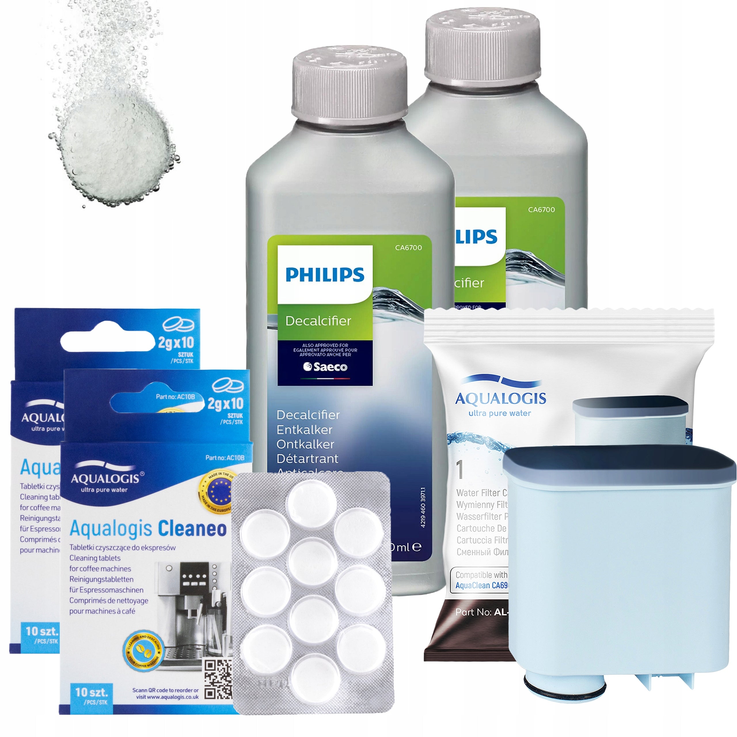 Saeco Philips Espresso Machine Cleaning Kit Descaler Tablets Filter