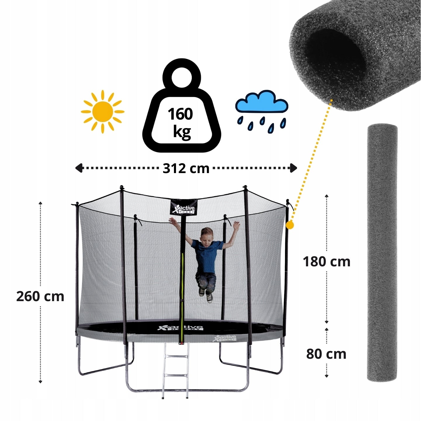 Safe Garden Trampoline for Children Large 312cm 10FT XXL 160kg Packaging status original