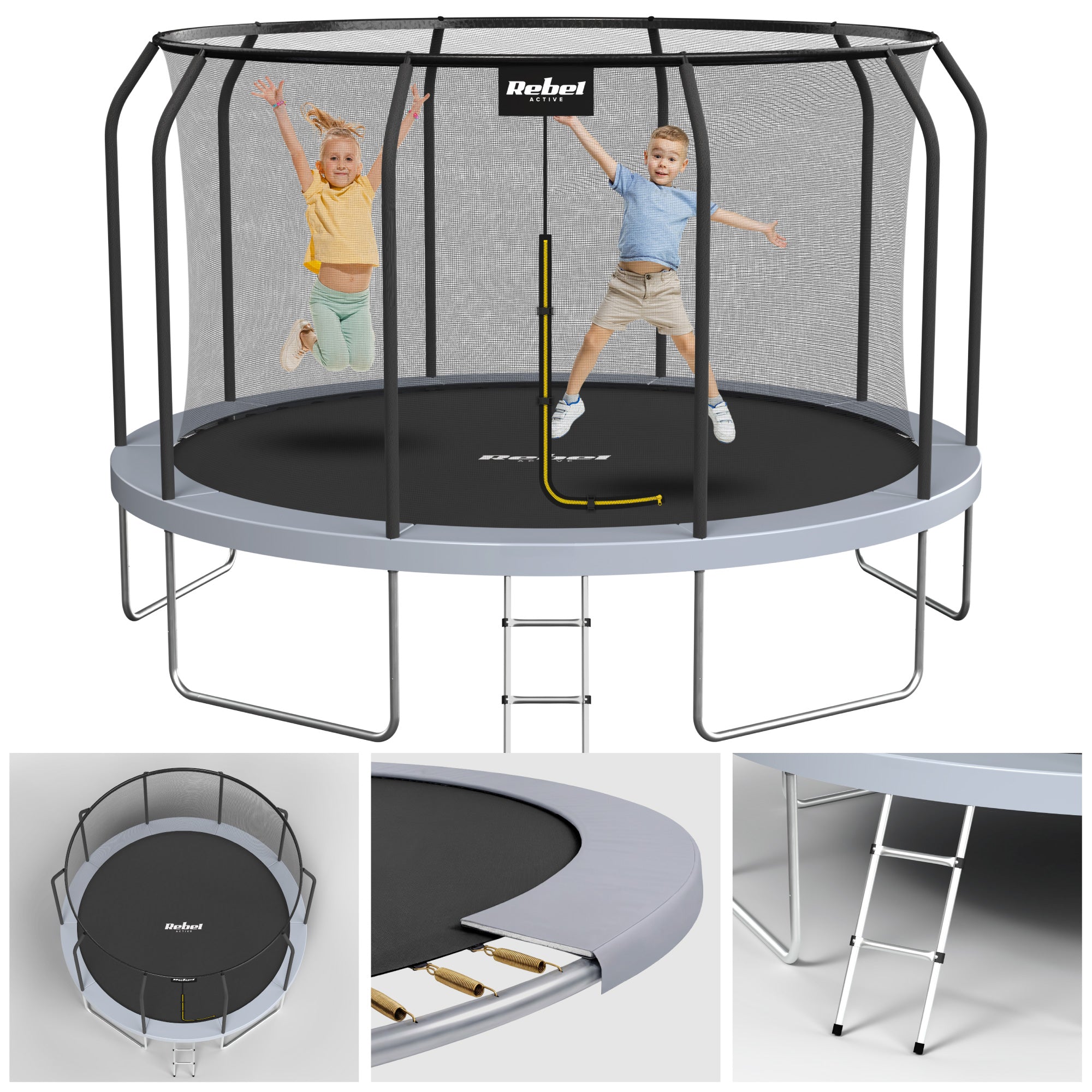 Safe garden trampoline for children 12ft/366 cm net ladder Rebel