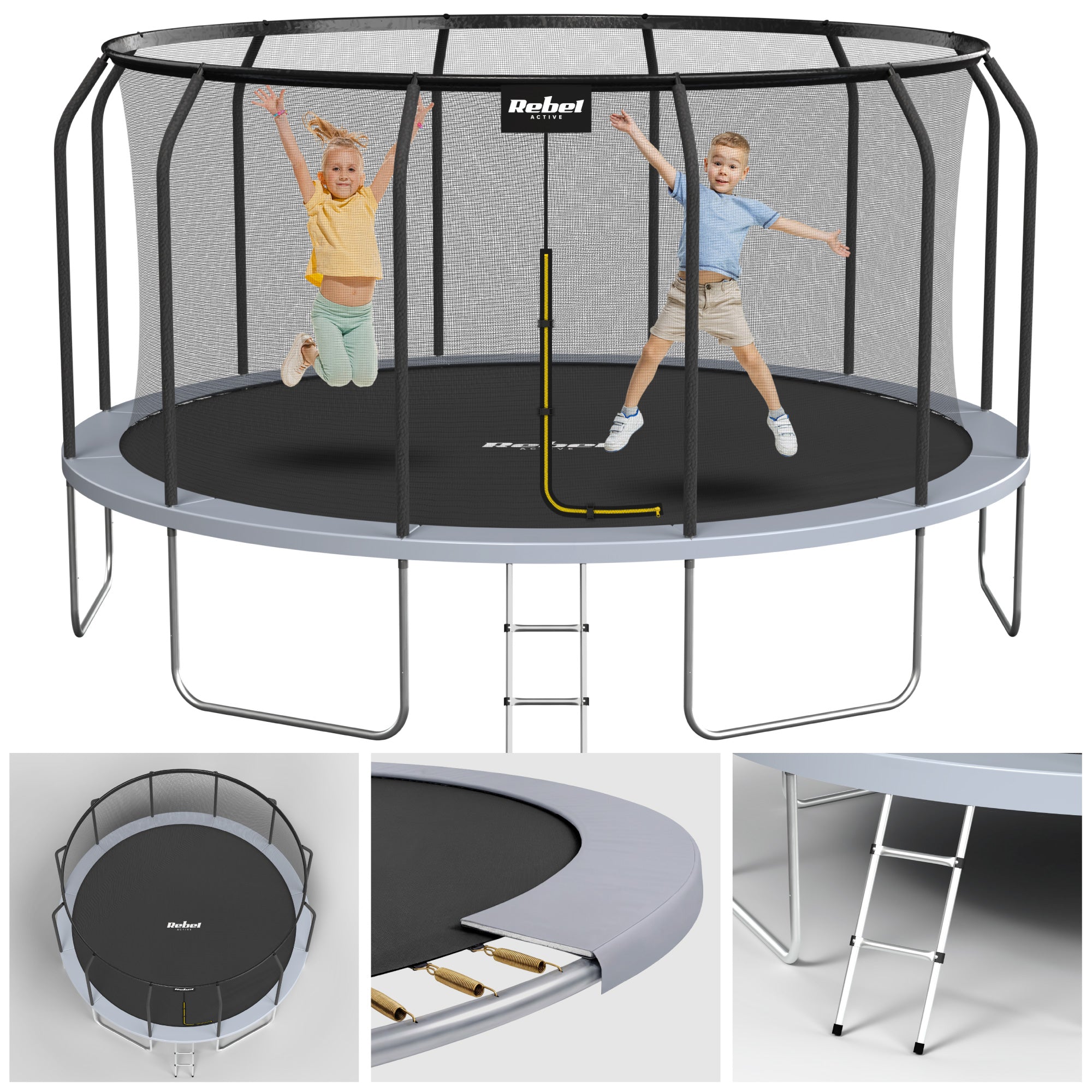 Safe garden trampoline for children 14ft/427 cm net ladder Rebel