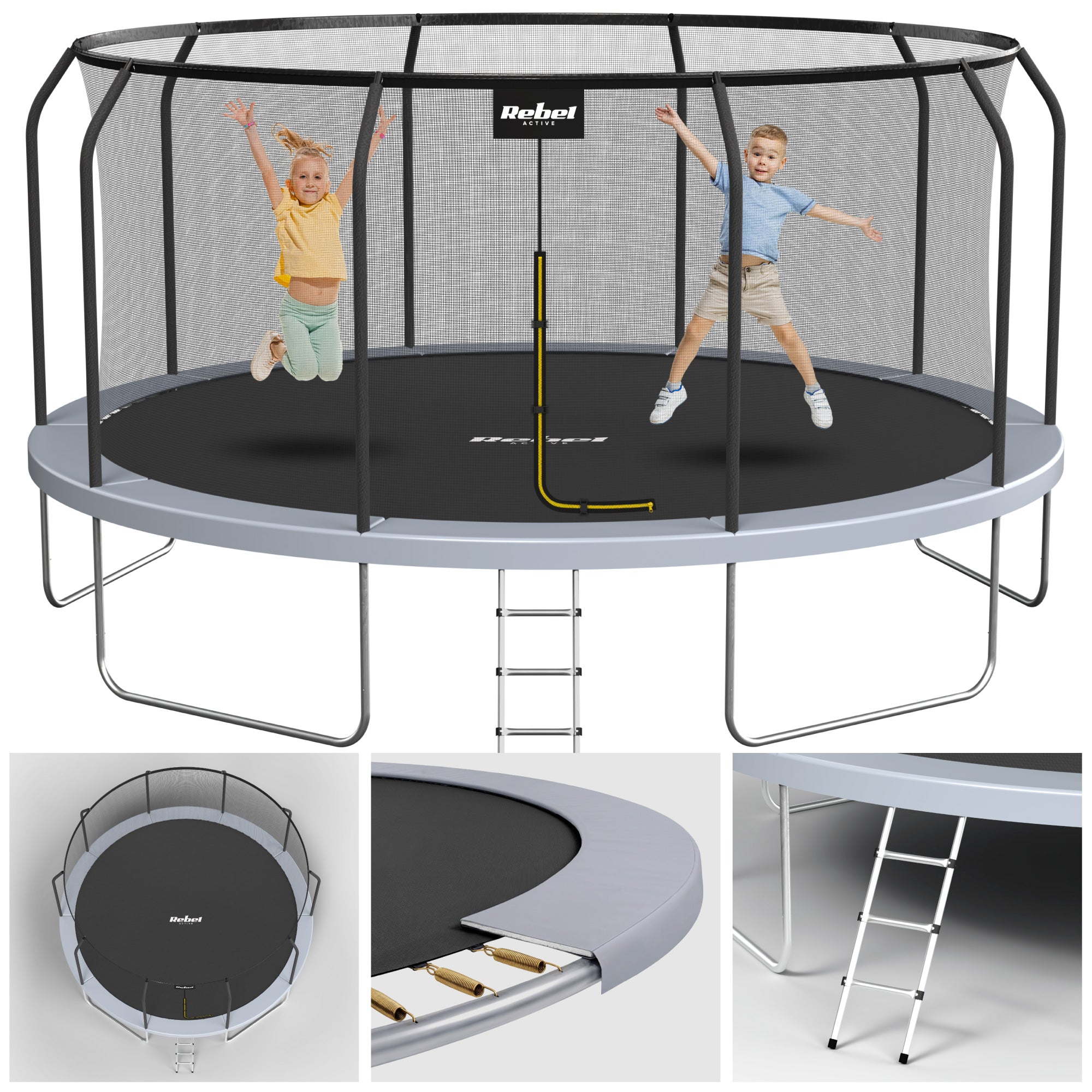 Safe garden trampoline for children 15ft/457 cm net ladder Rebel