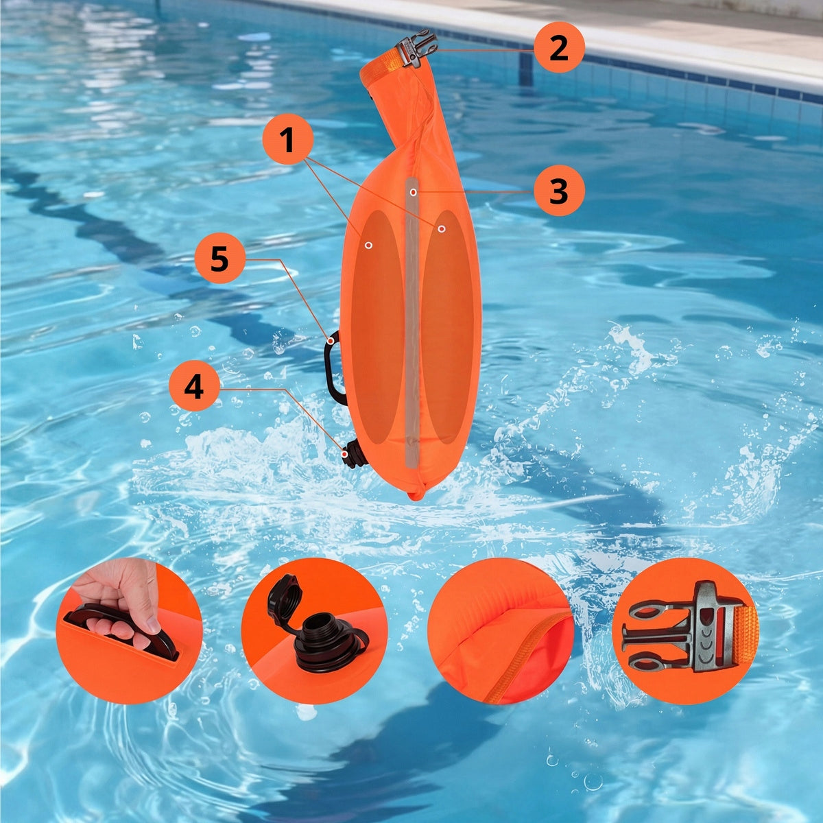 Safety buoy INFLATABLE for swimming 2in1 DRY POCKET Vario For swimming