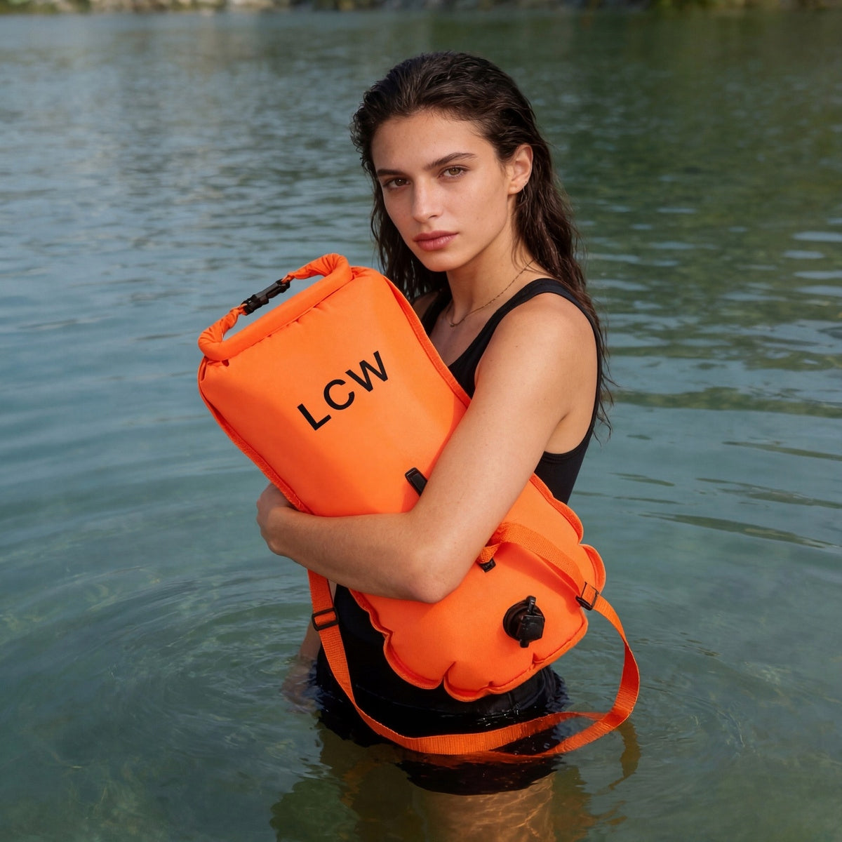 Safety buoy INFLATABLE for swimming 2in1 DRY POCKET Vario Product weight with unit packaging 1 kg