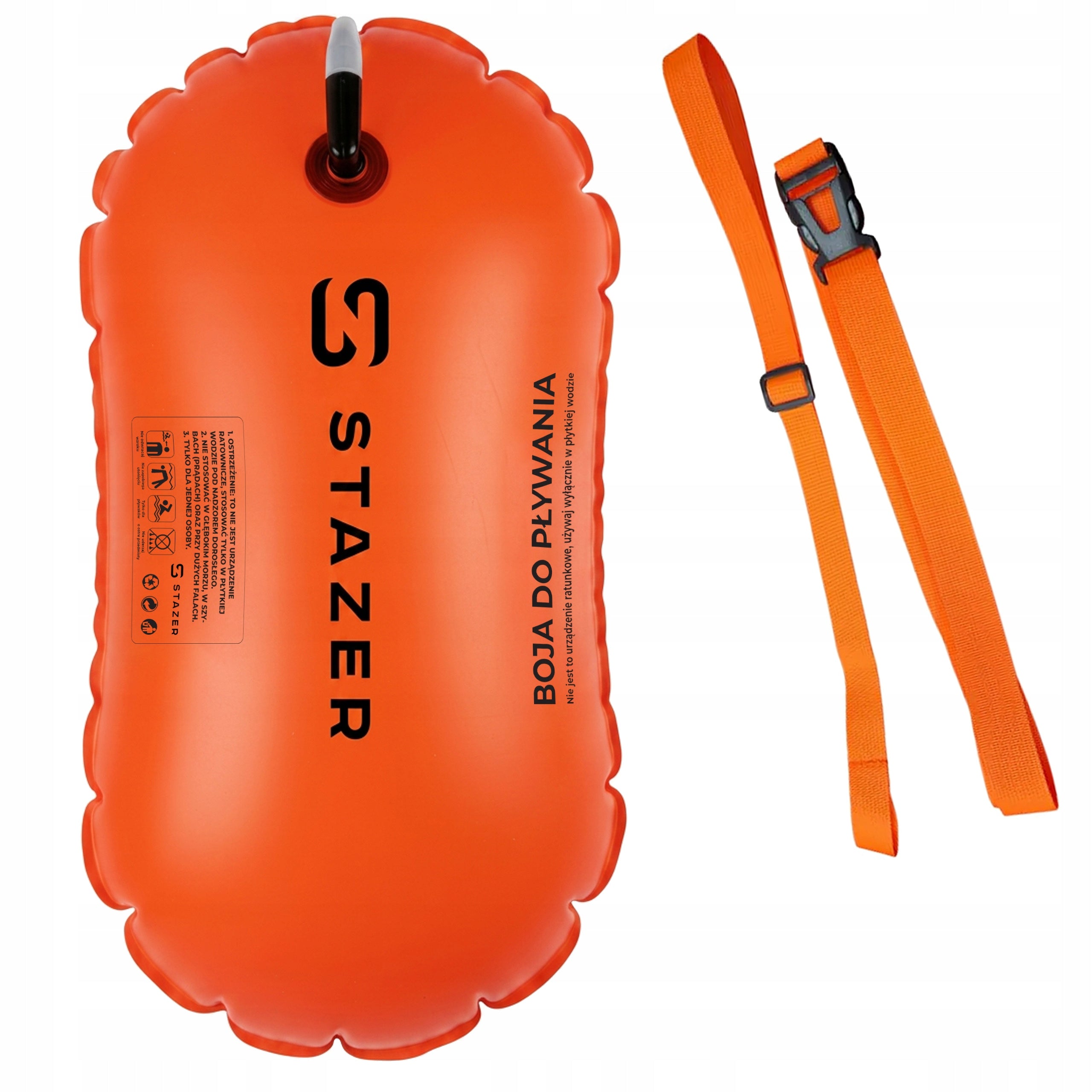 Safety buoy for swimming board pumped with adjustment
