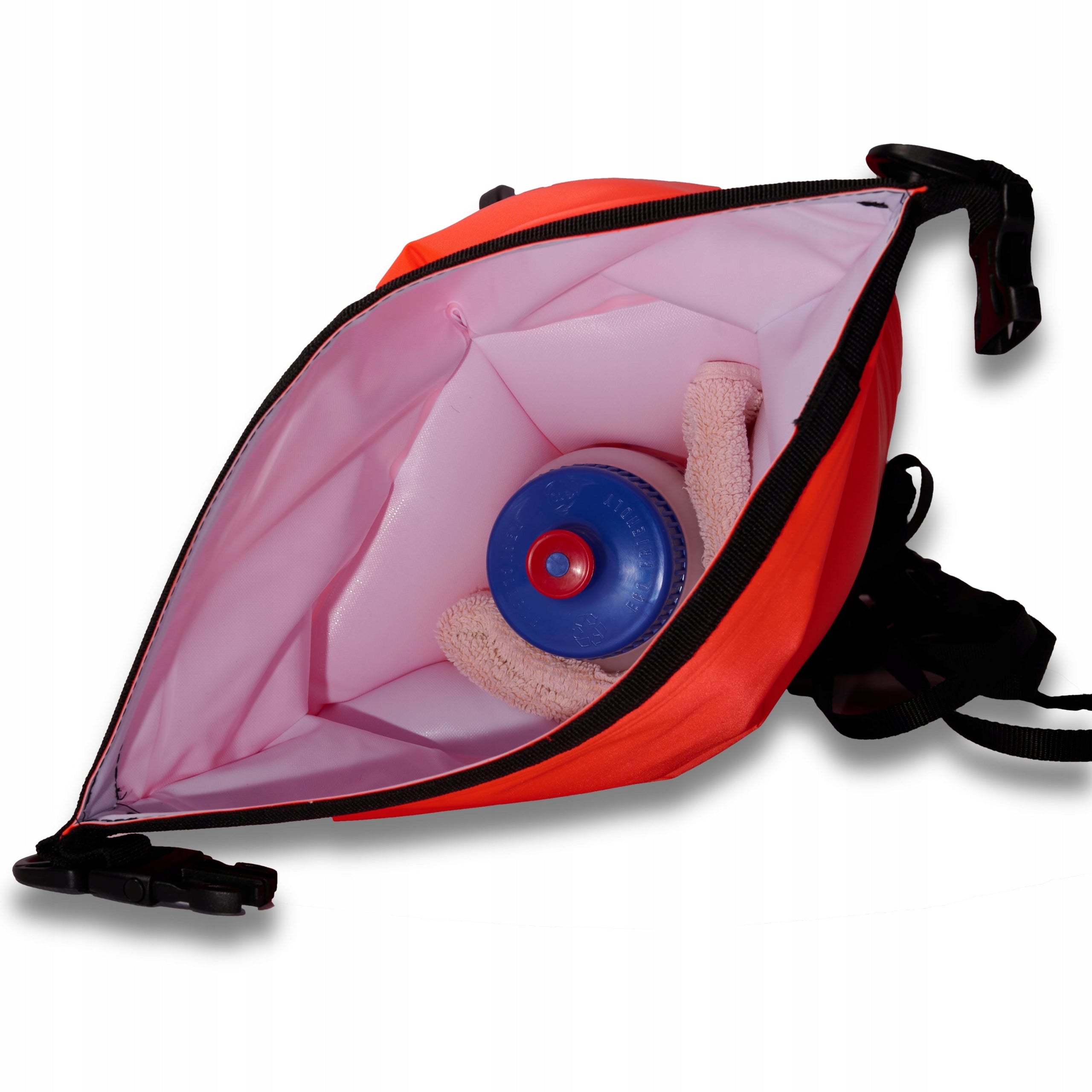 Safety buoy for swimming two-chamber with dry pocket buoy bag 28L Model SBOrange
