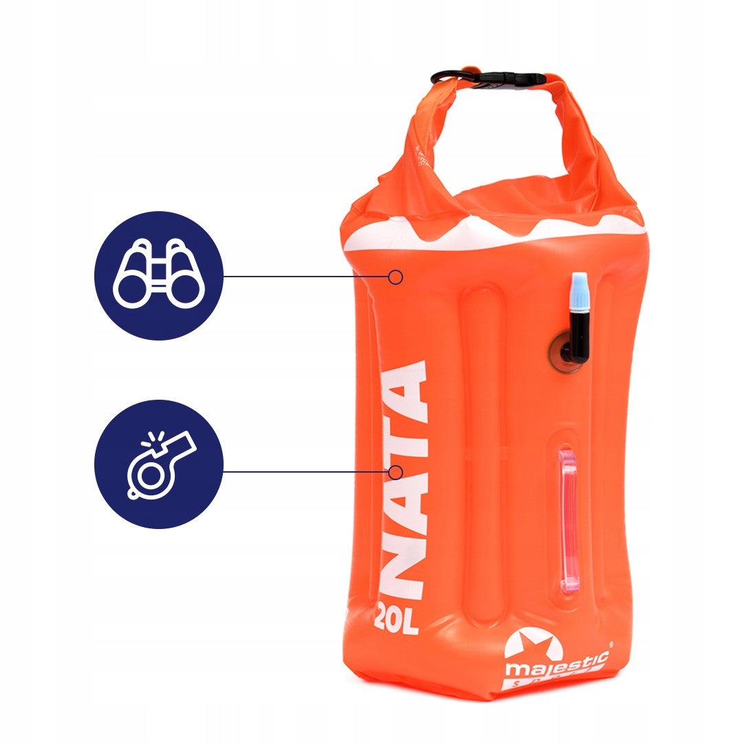 Safety buoy inflatable for swimming dry pocket Majestic Sport Manufacturer code MS_34909
