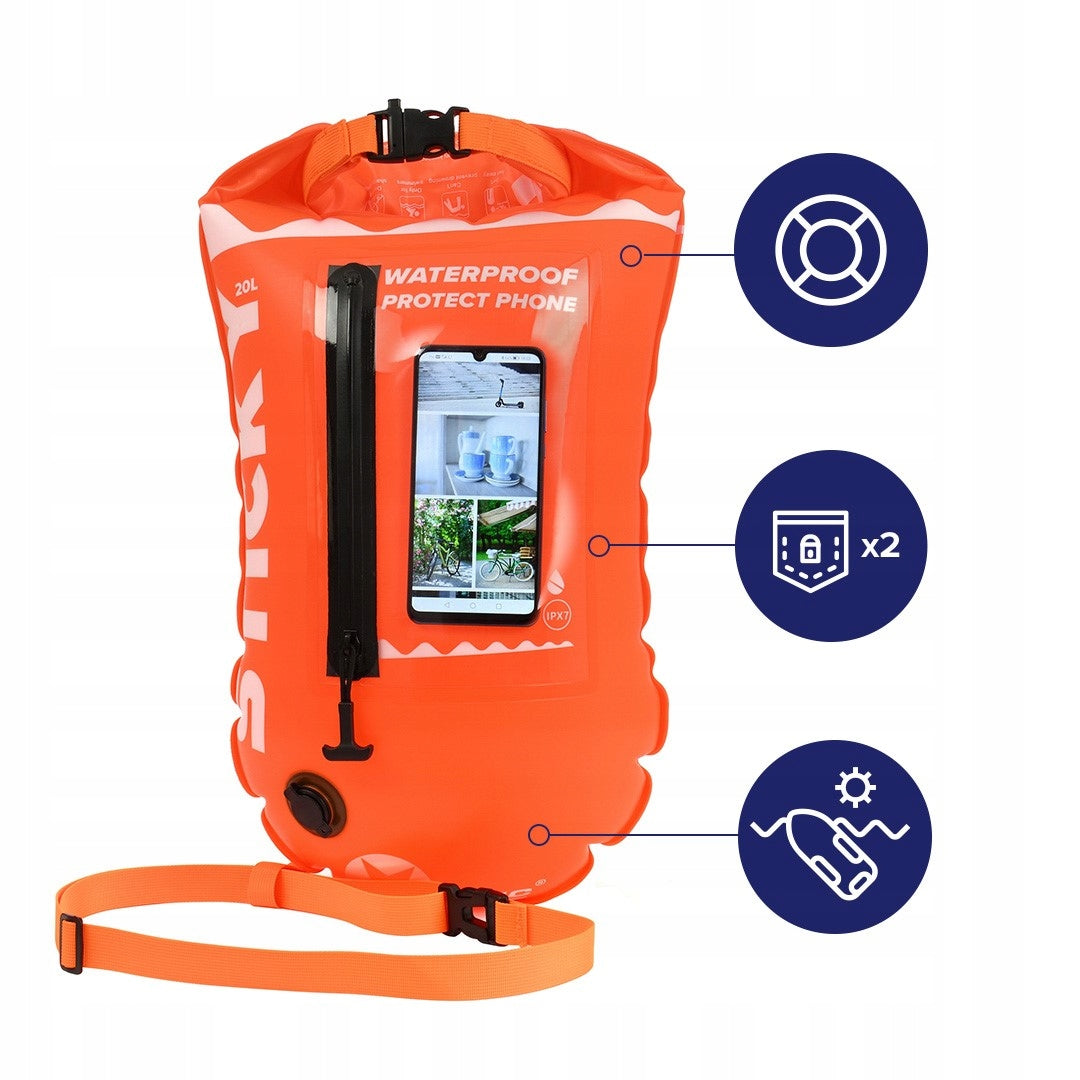 Safety buoy inflatable for swimming dry pocket Majestic Sport Packaging status original
