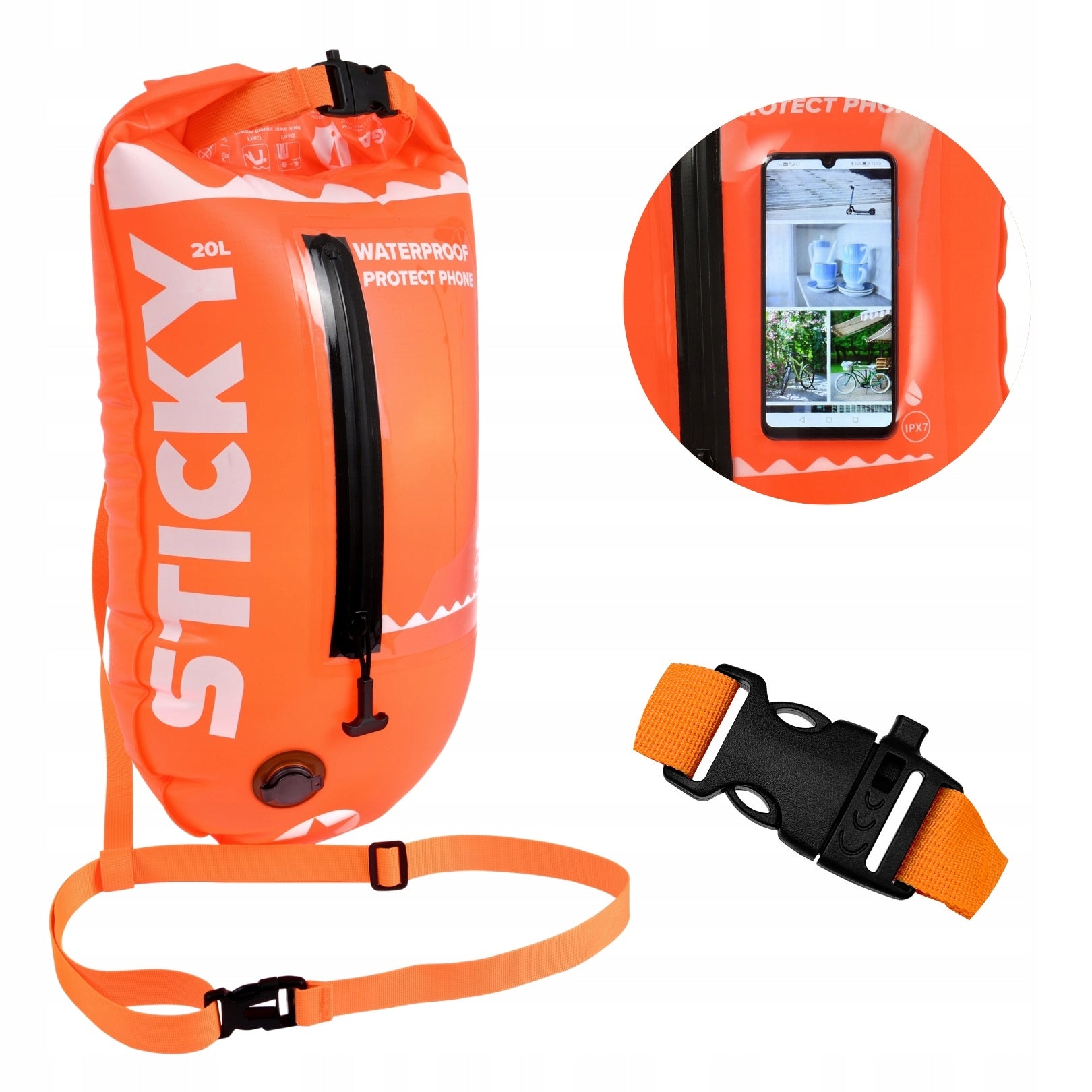 Safety buoy inflatable for swimming dry pocket Majestic Sport