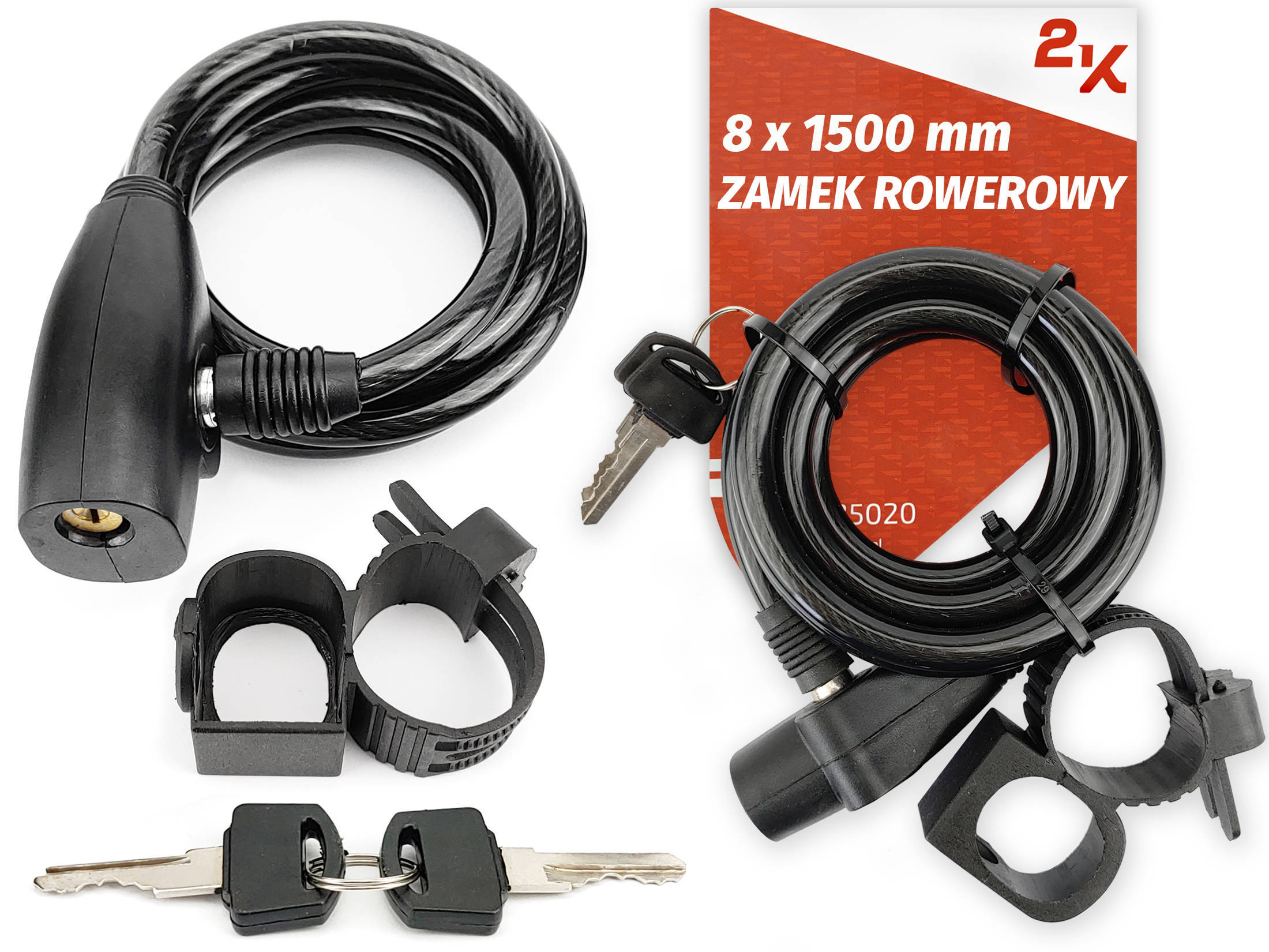 Safety cable for bicycle with handle 150 cm